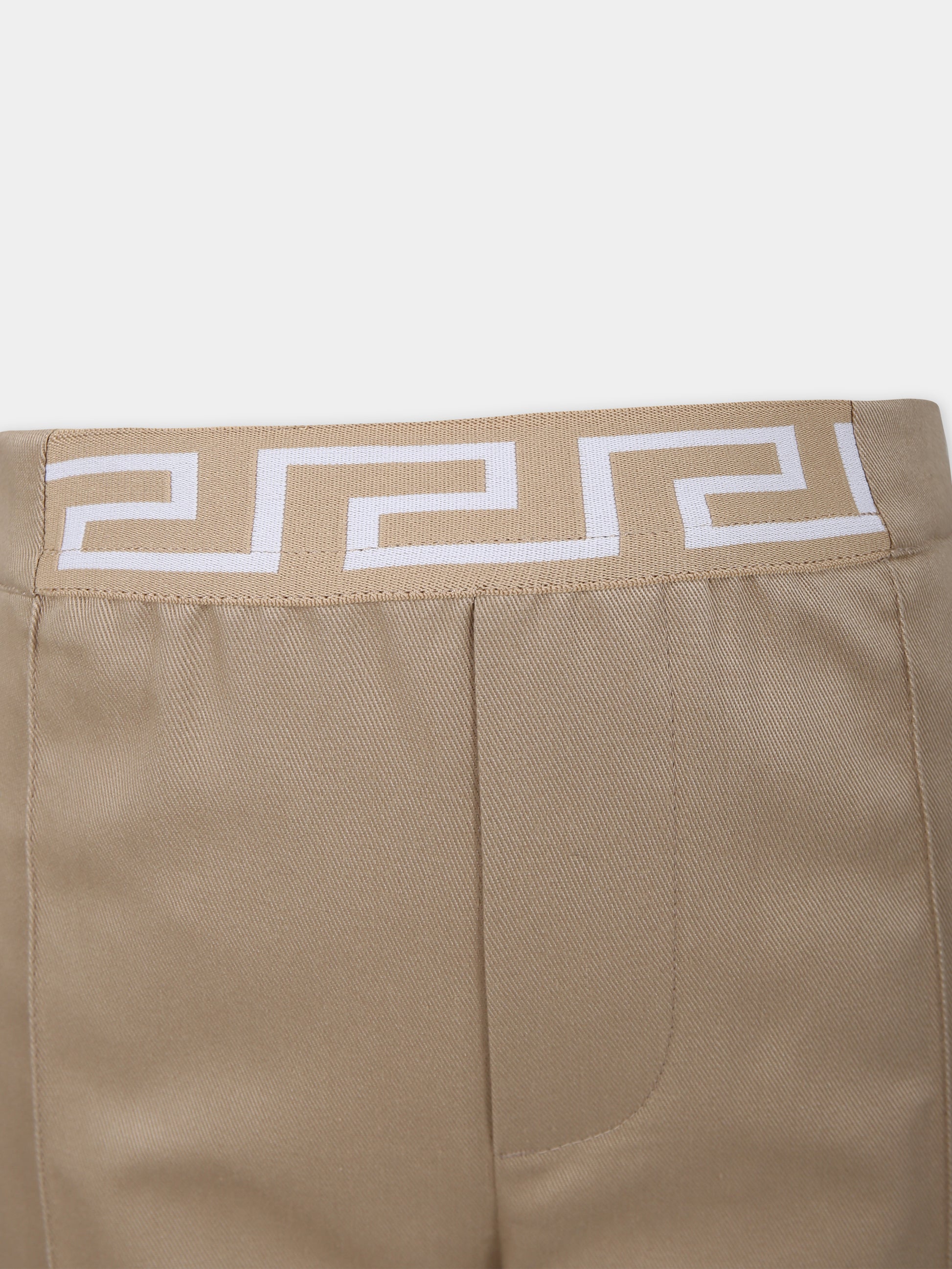 Pantaloni beige per bambina con logo,Versace,1013831 1A09209 1K020