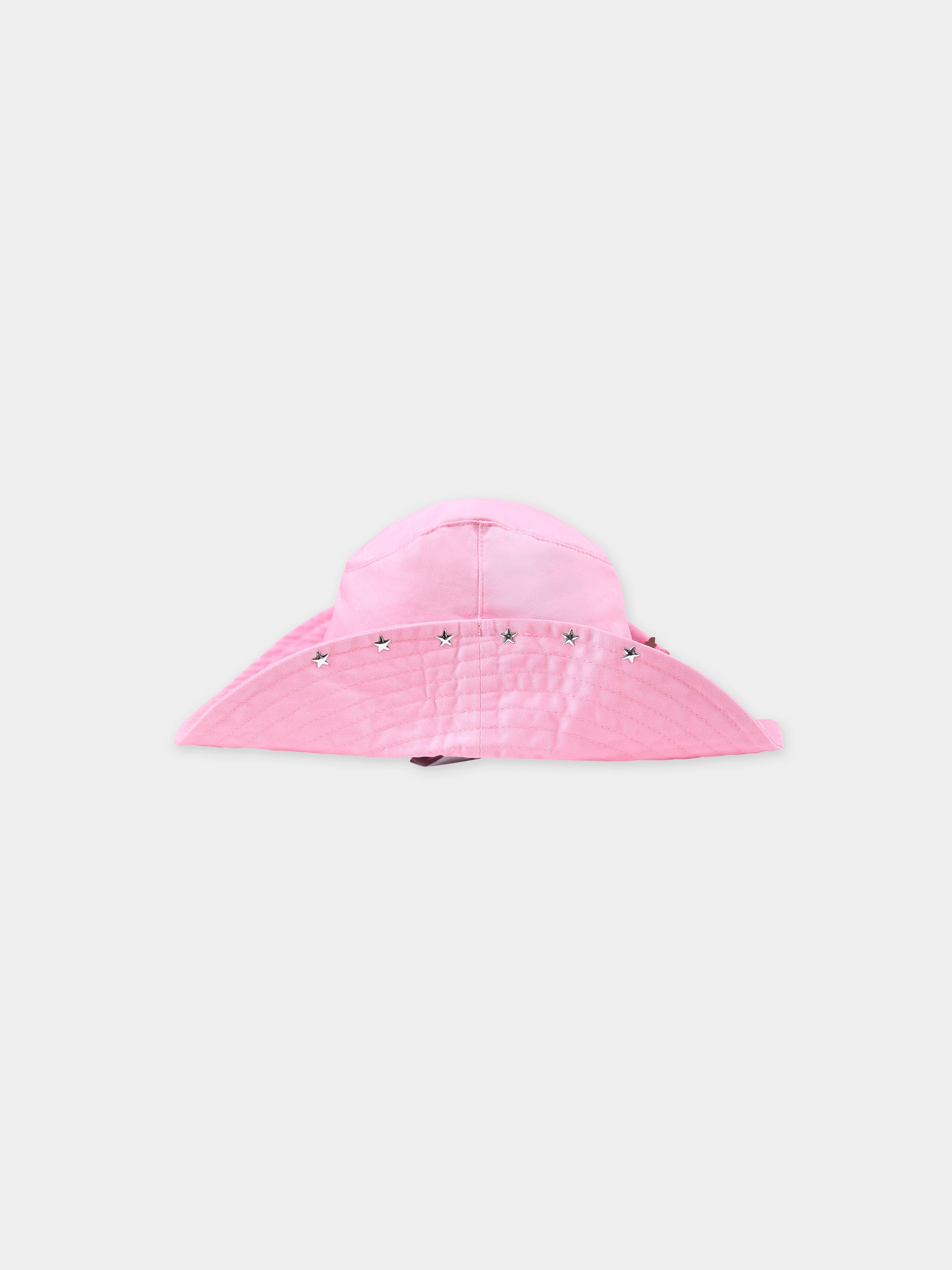 Cappello rosa per bambina con fiori,Monnalisa,19C000 3083 0090