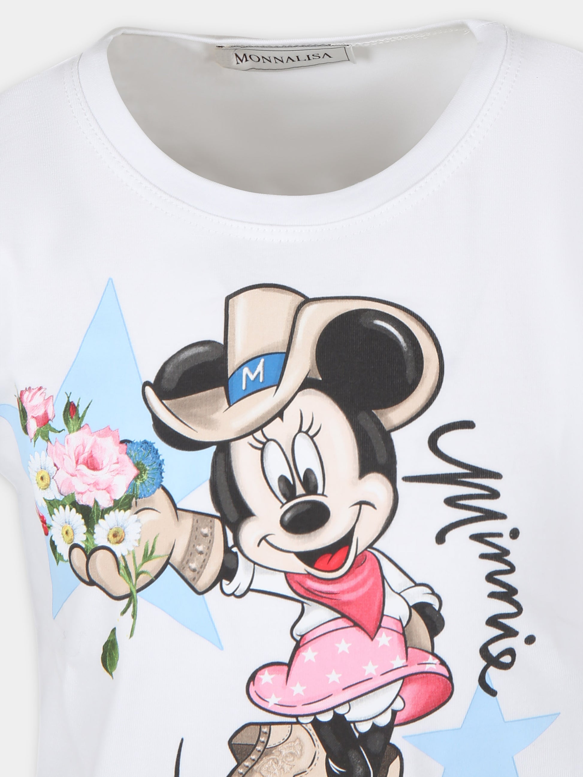 T-shirt bianca per bambina con Minnie,Monnalisa,11C608 3201 0099