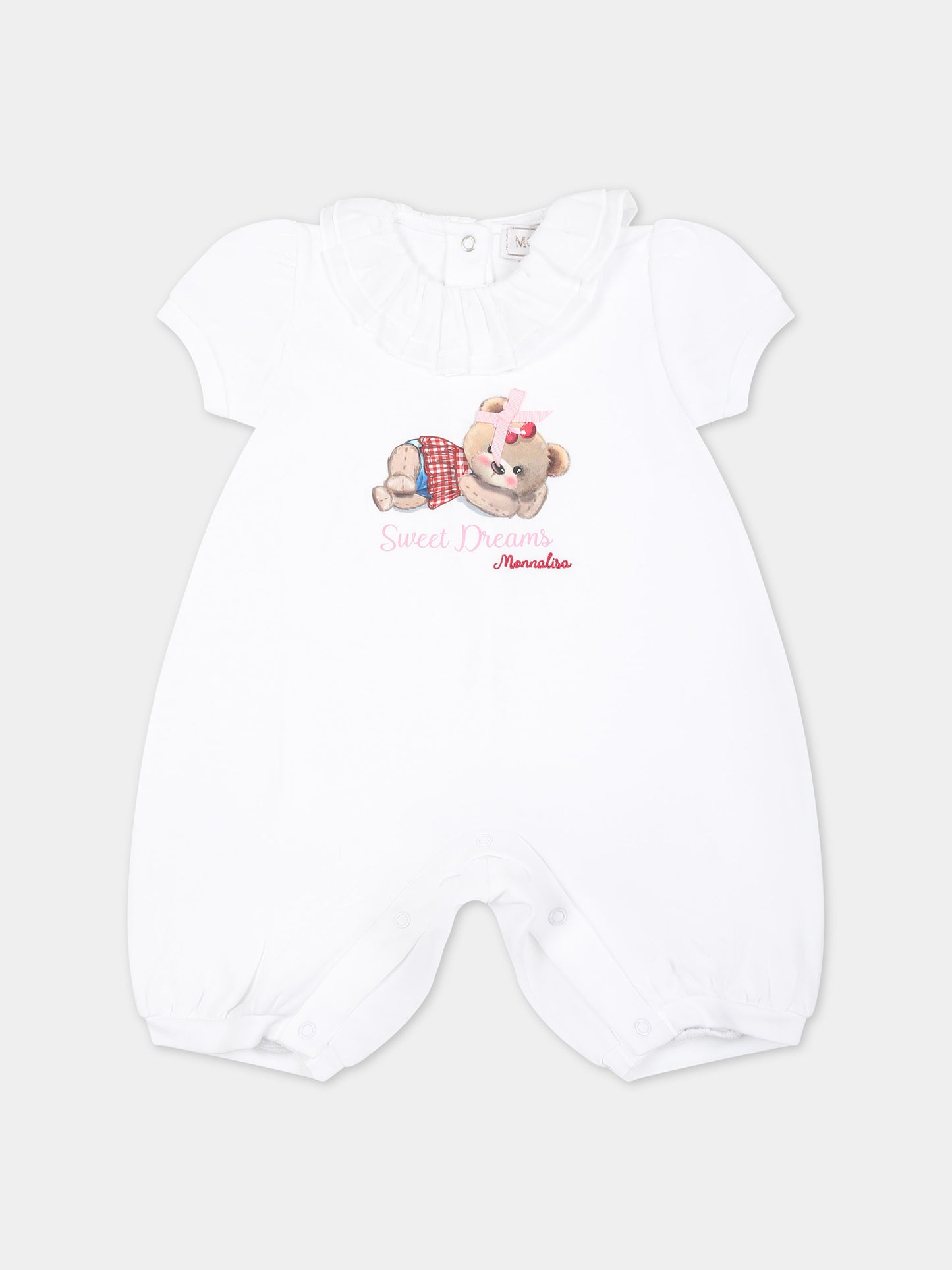 Pagliaccetto bianco per neonata con stampa margherite,Monnalisa,35C208 3000 0099