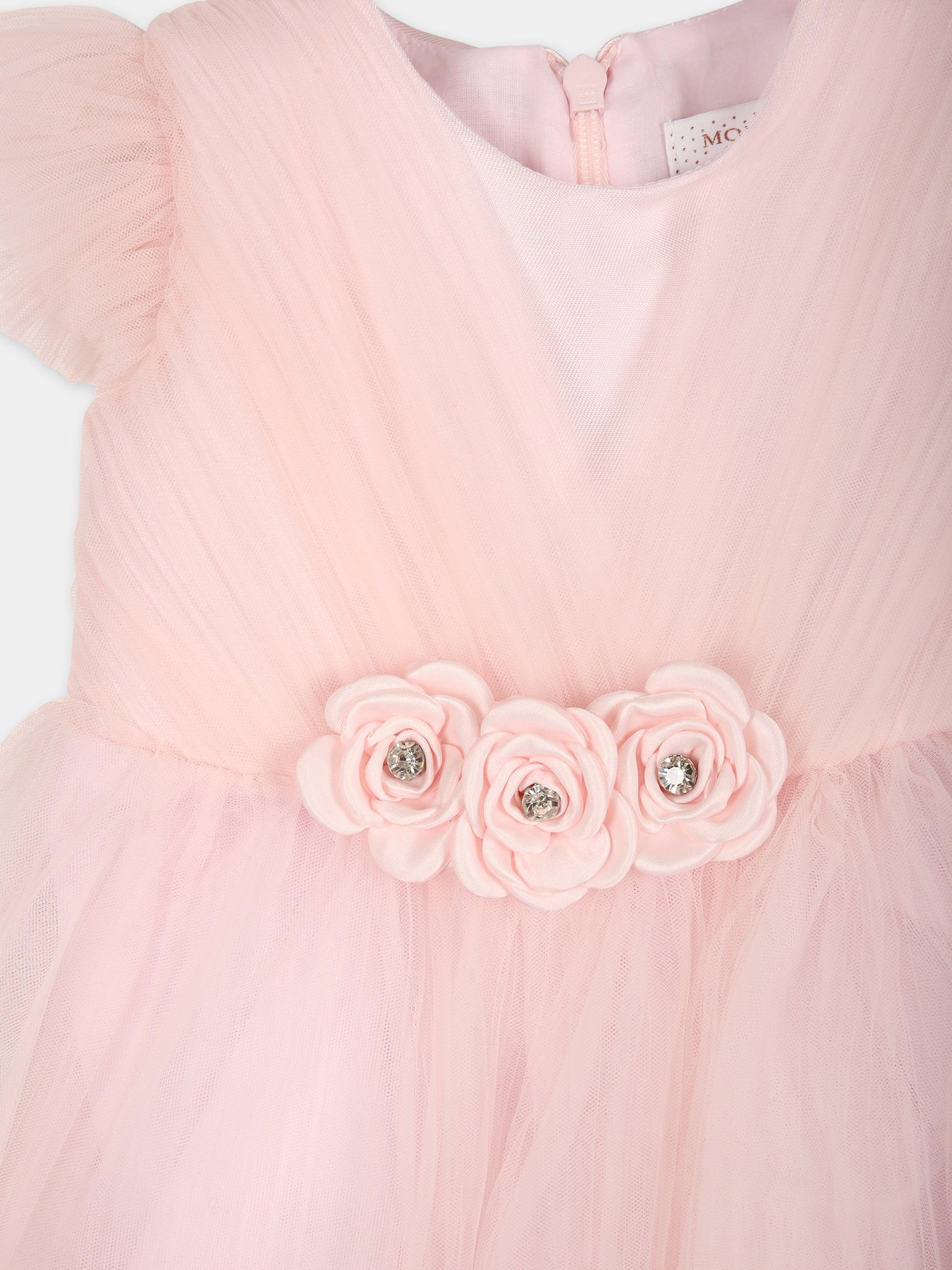Vestito rosa per neonata in tulle,Monnalisa,73C906 3361 0091