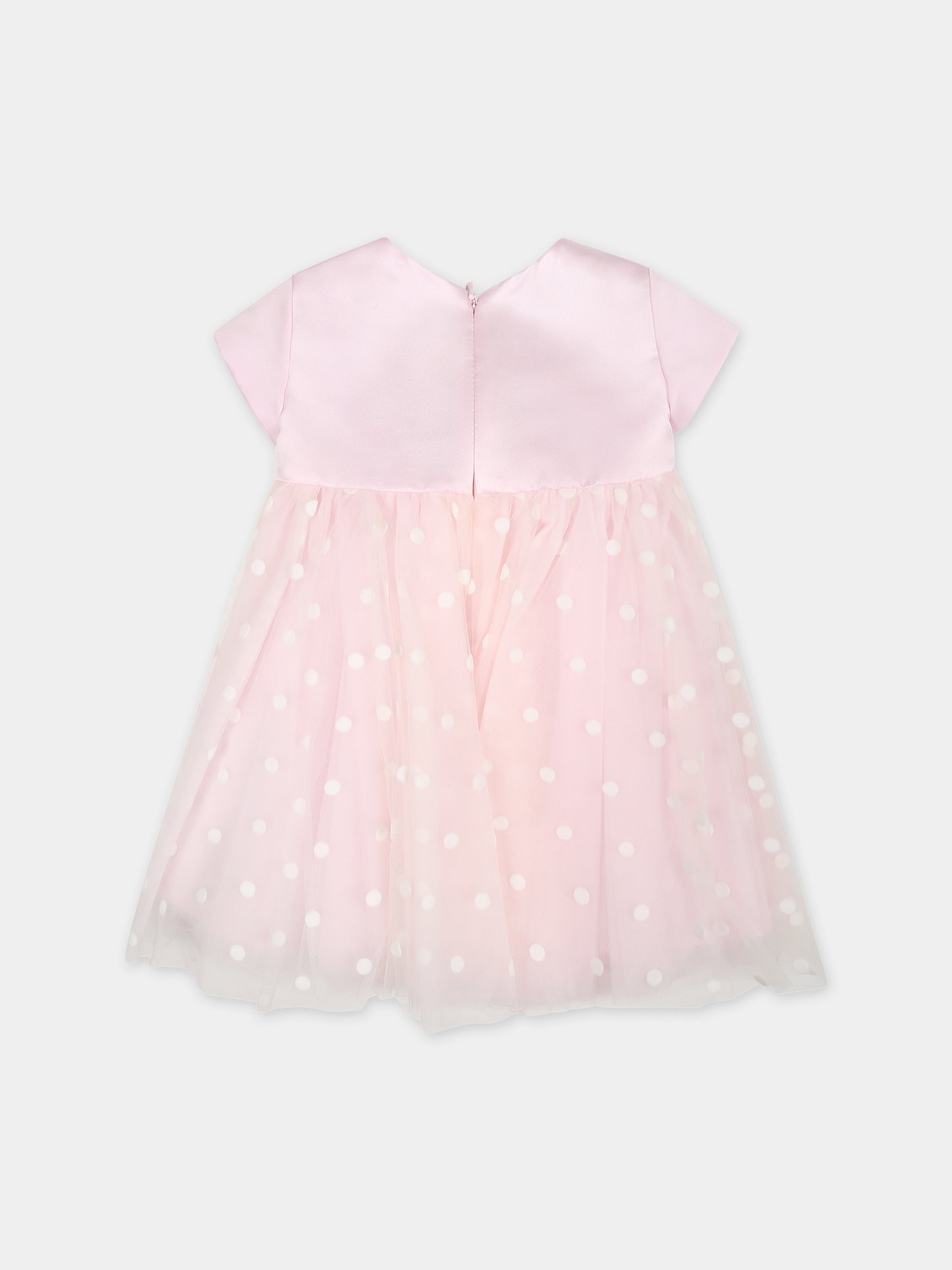 Vestito rosa per neonata con pois,Monnalisa,73C905 3906 0191