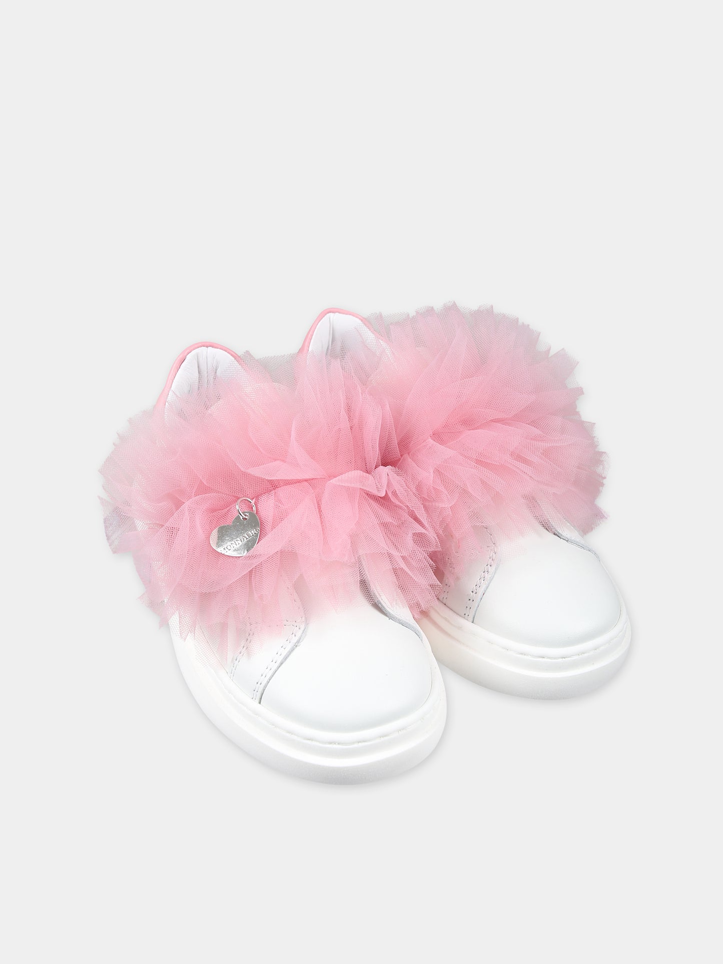 Sneakers basse rosa per bambina con tulle,Monnalisa,87C006 3739 9990