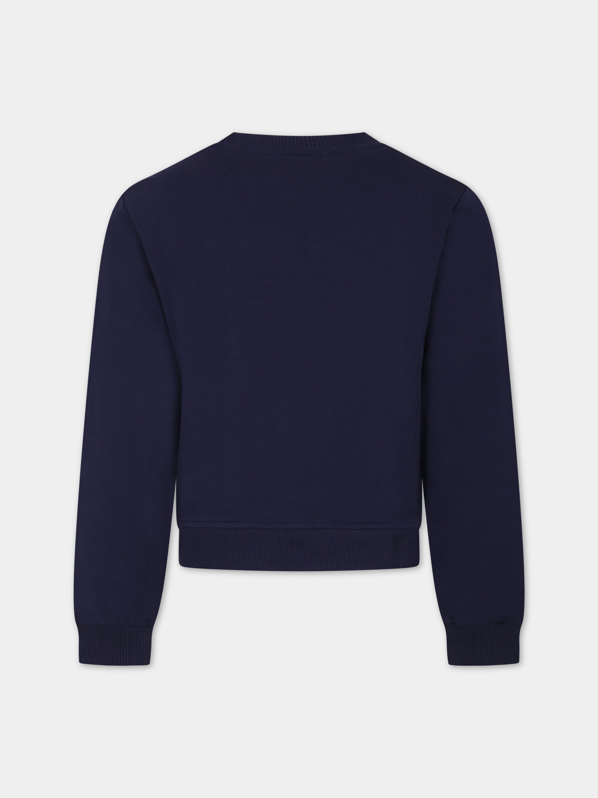 Felpa blu per bambina con Teddy Bear e logo,Moschino Kids,HCF02M LDA00 40016