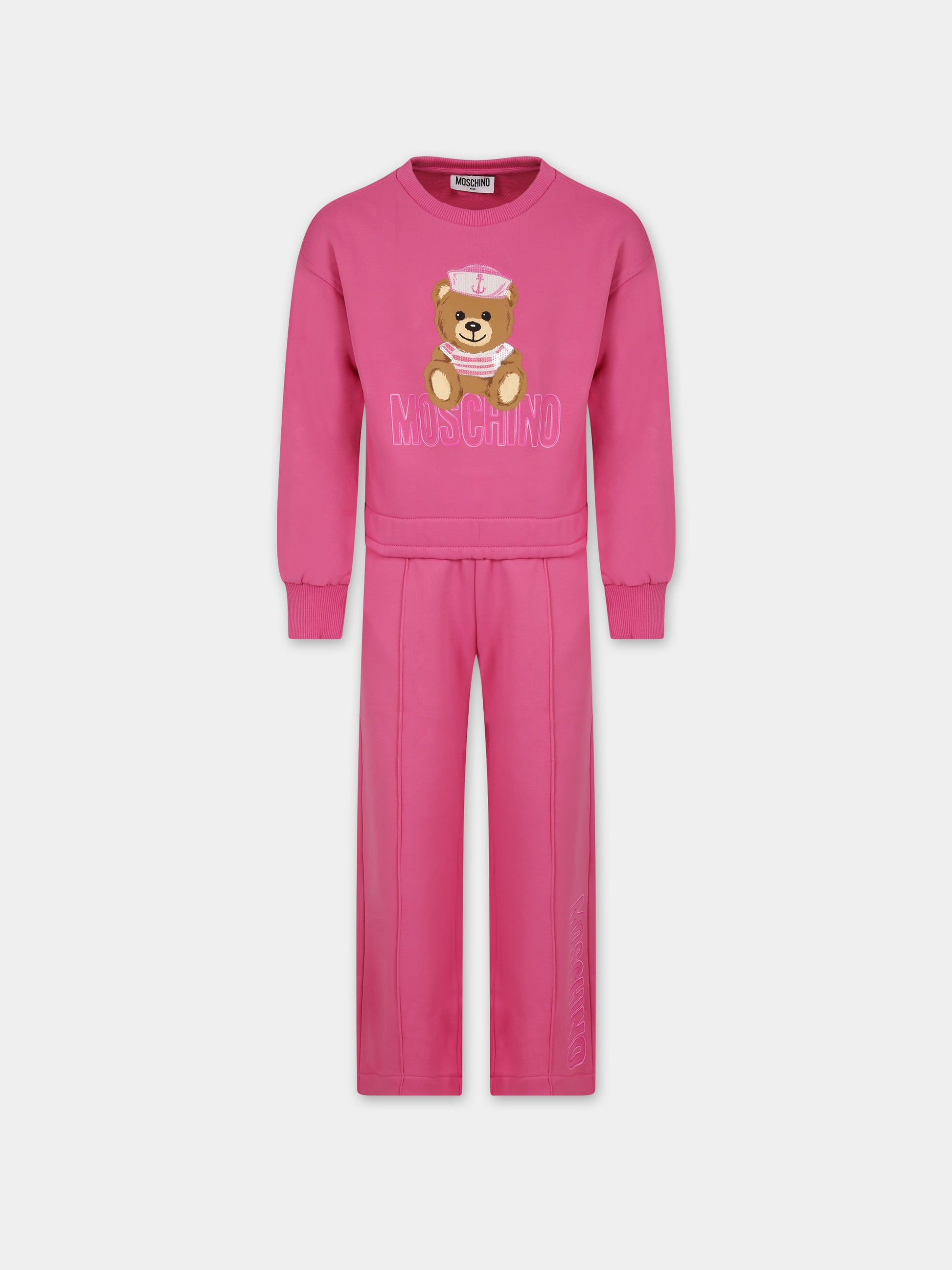 Completo fucsia per bambina con Teddy Bear,Moschino Kids,HDK02I LCA55 50879