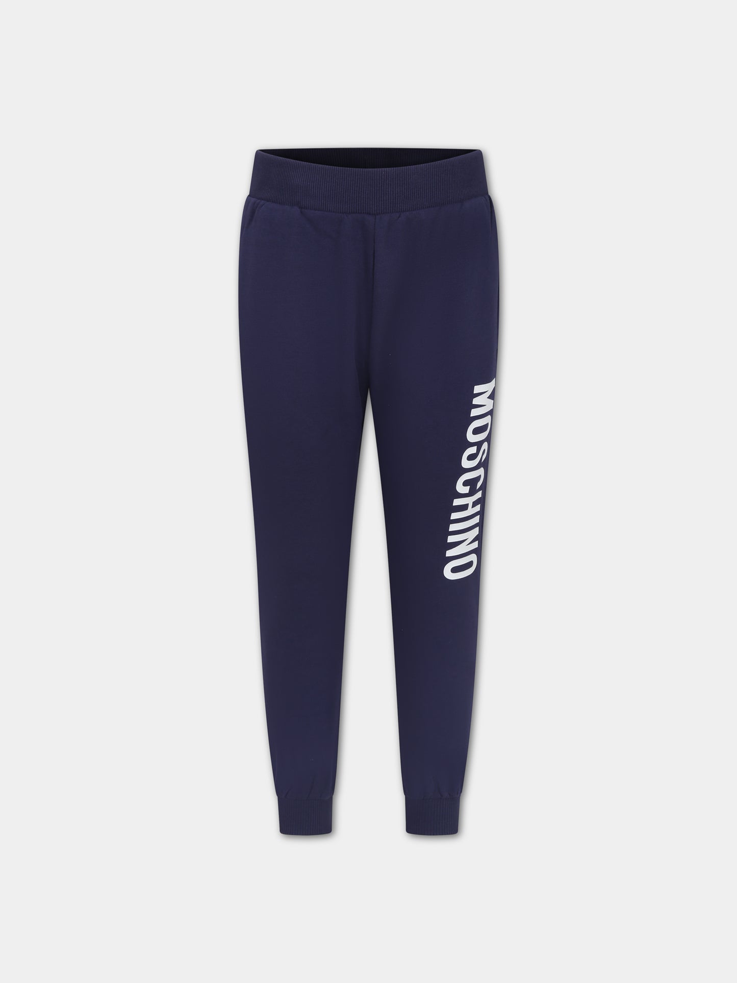 Pantaloni blu per bambini con logo,Moschino Kids,HNP057 LDA27 40016