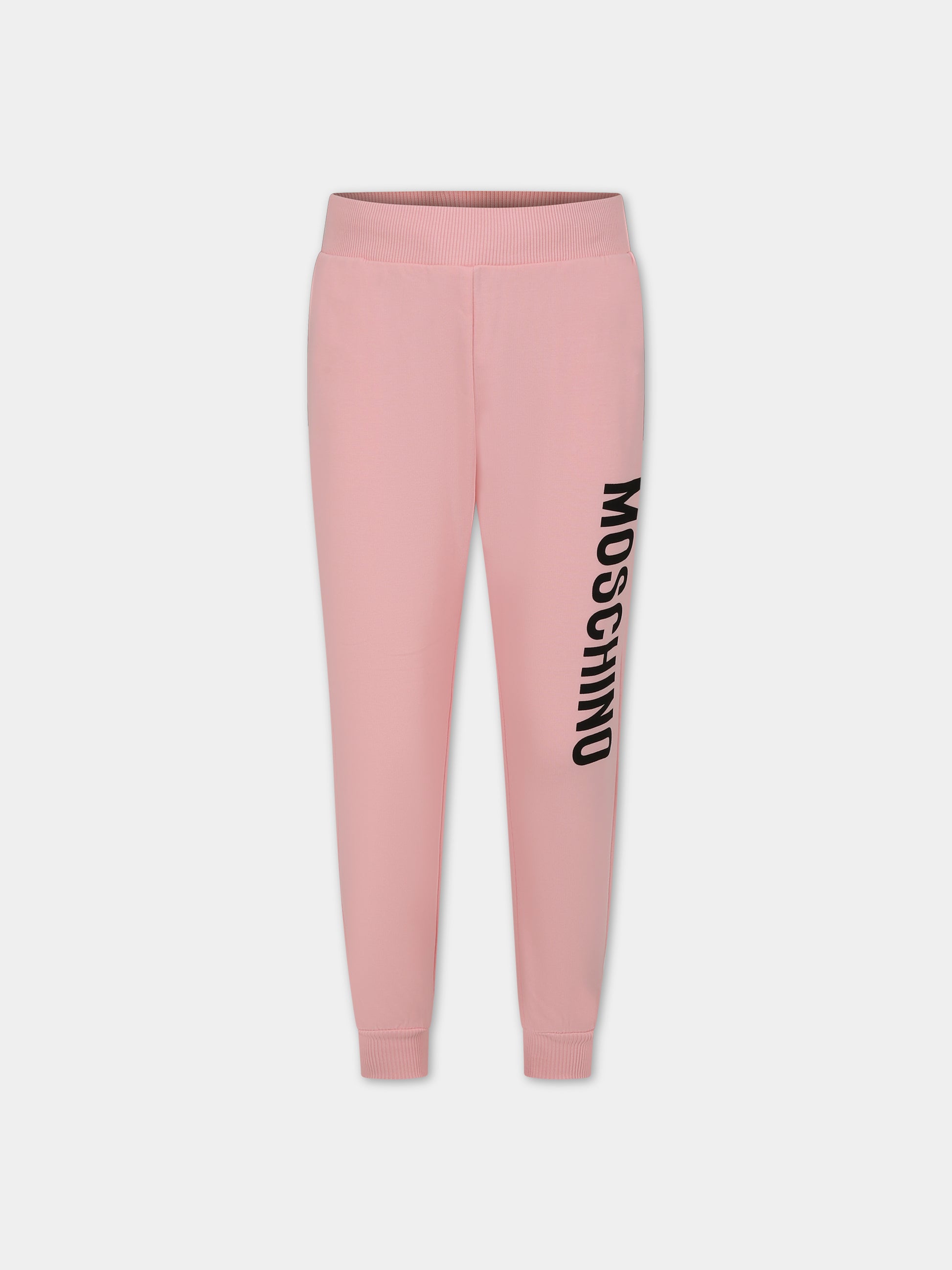 Pantaloni rosa per bambina con logo,Moschino Kids,HNP057 LDA27 50209