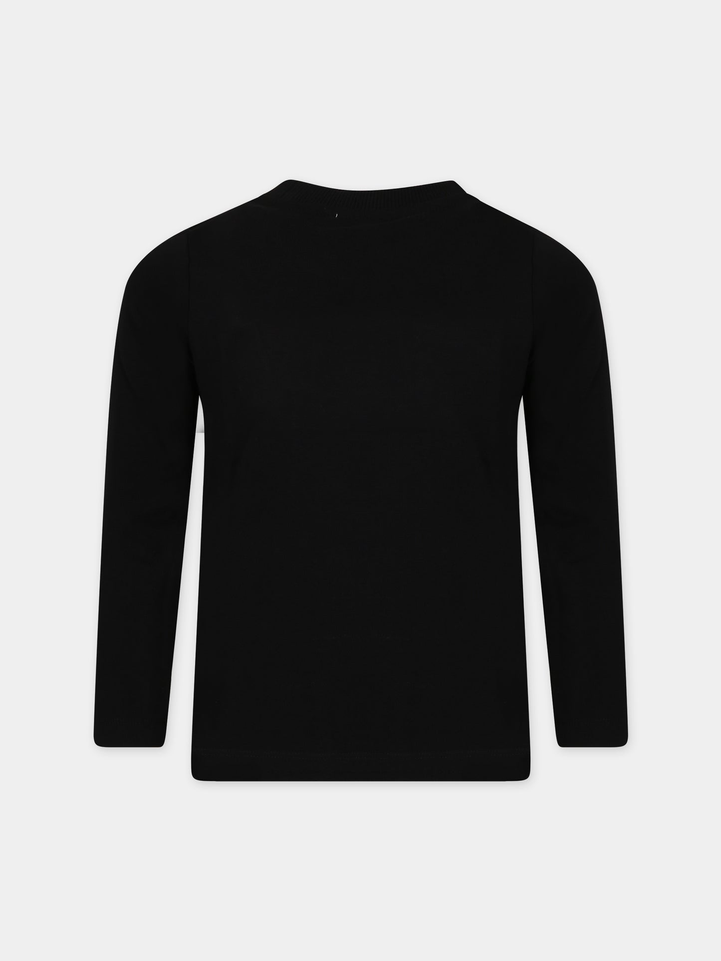 T-shirt nera per bambini con Teddy Bear e logo,Moschino Kids,HOO00K LBA10 60100
