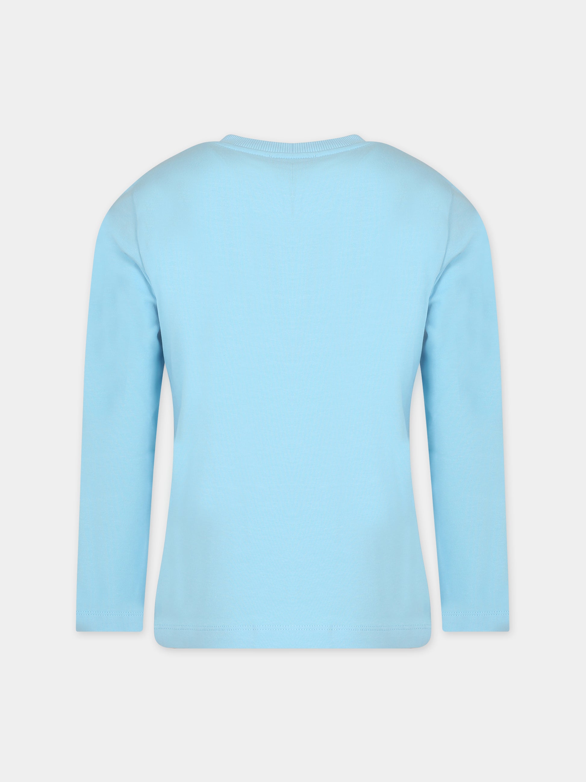 T-shirt celeste per bambini con Teddy Bear e logo,Moschino Kids,HOO00K LBA10 41020