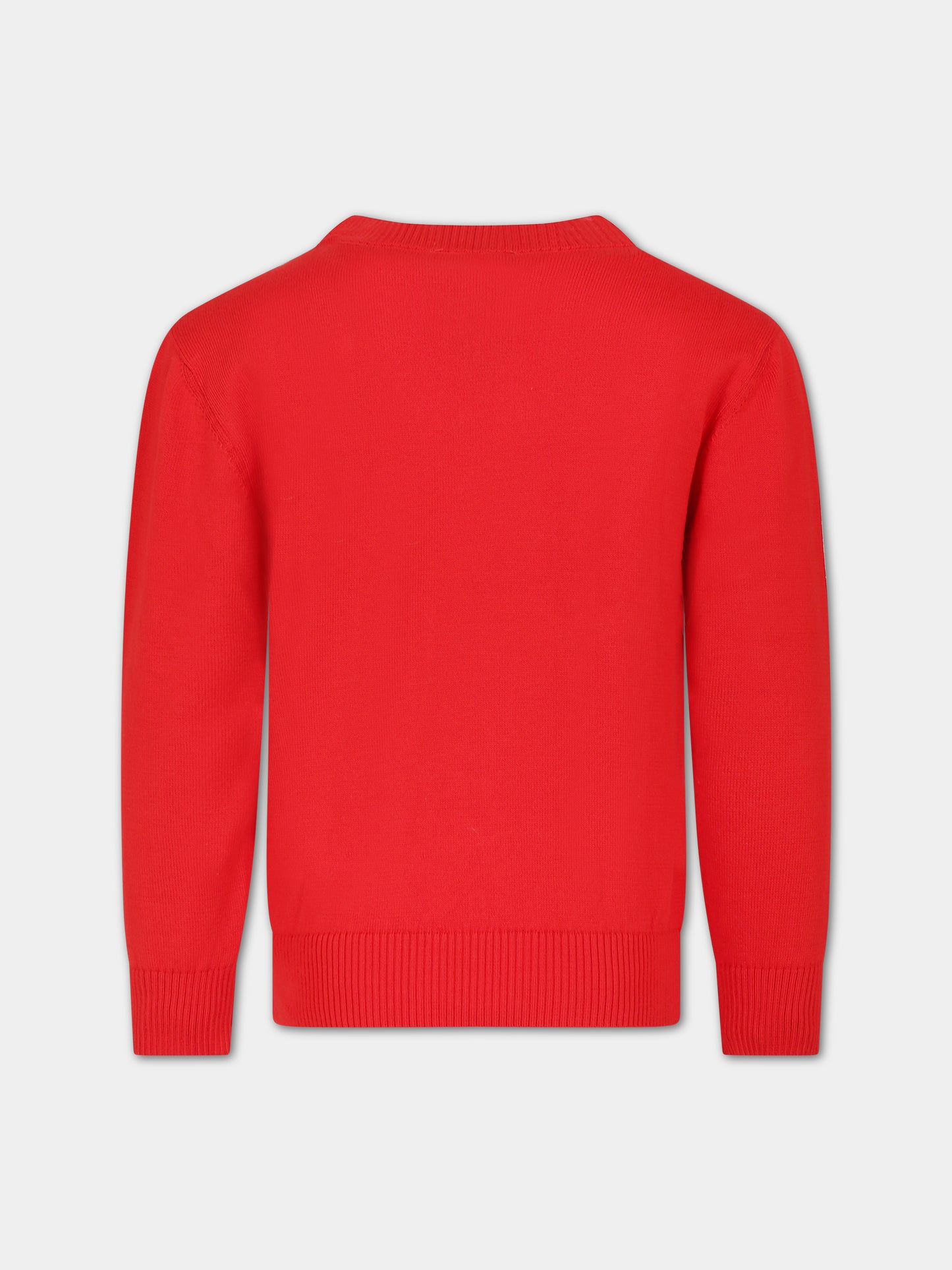Maglione rosso per bambini con Teddy bear e logo,Moschino Kids,HPW00J LHE13 50109