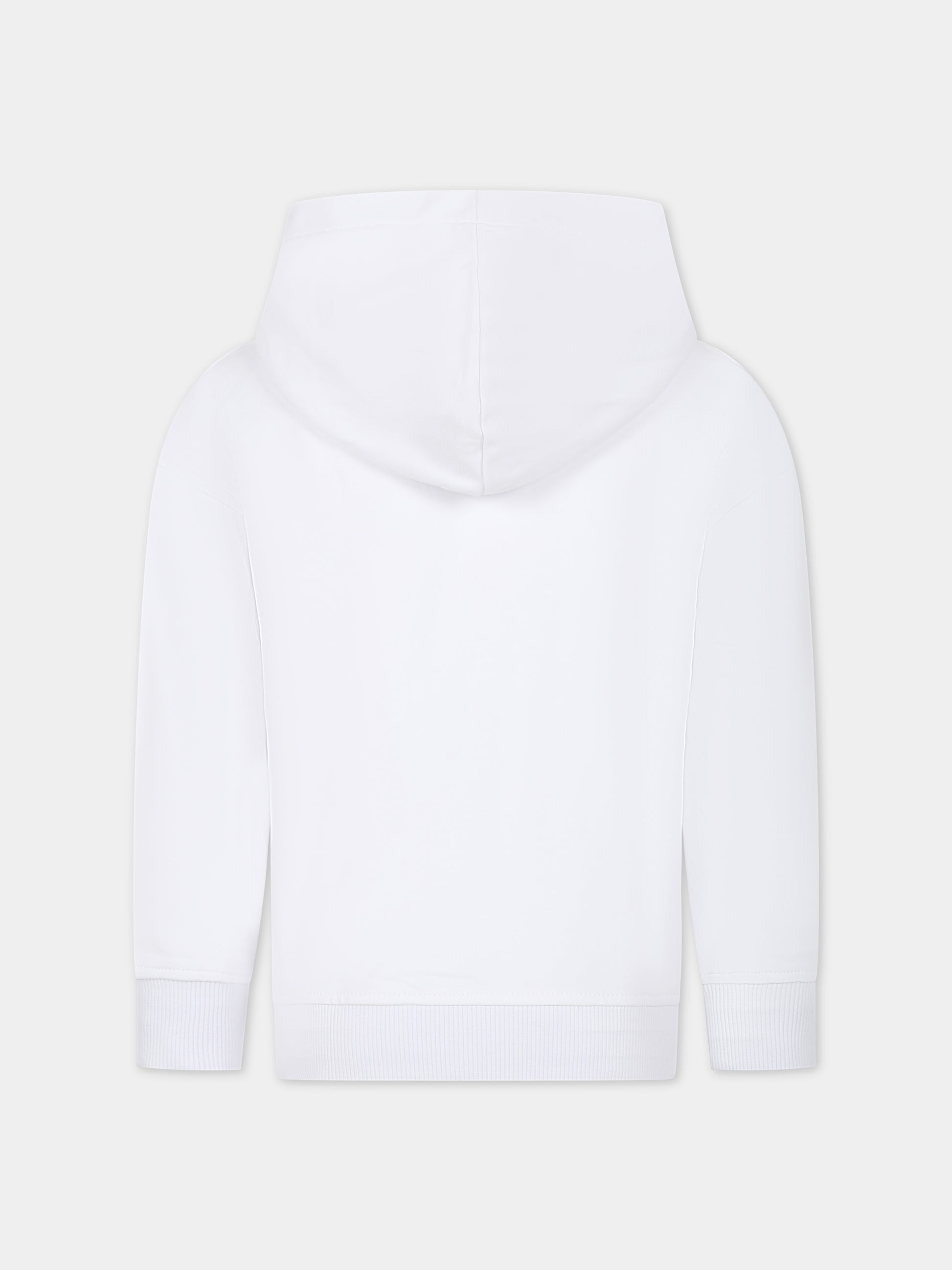 Felpa bianca per bambini con Teddy Bear e logo,Moschino Kids,HQF03X LCA32 10101