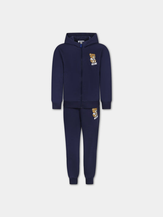 Completo blu per bambini con Teddy Bear e logo,Moschino Kids,HUK03A LCA19 40016