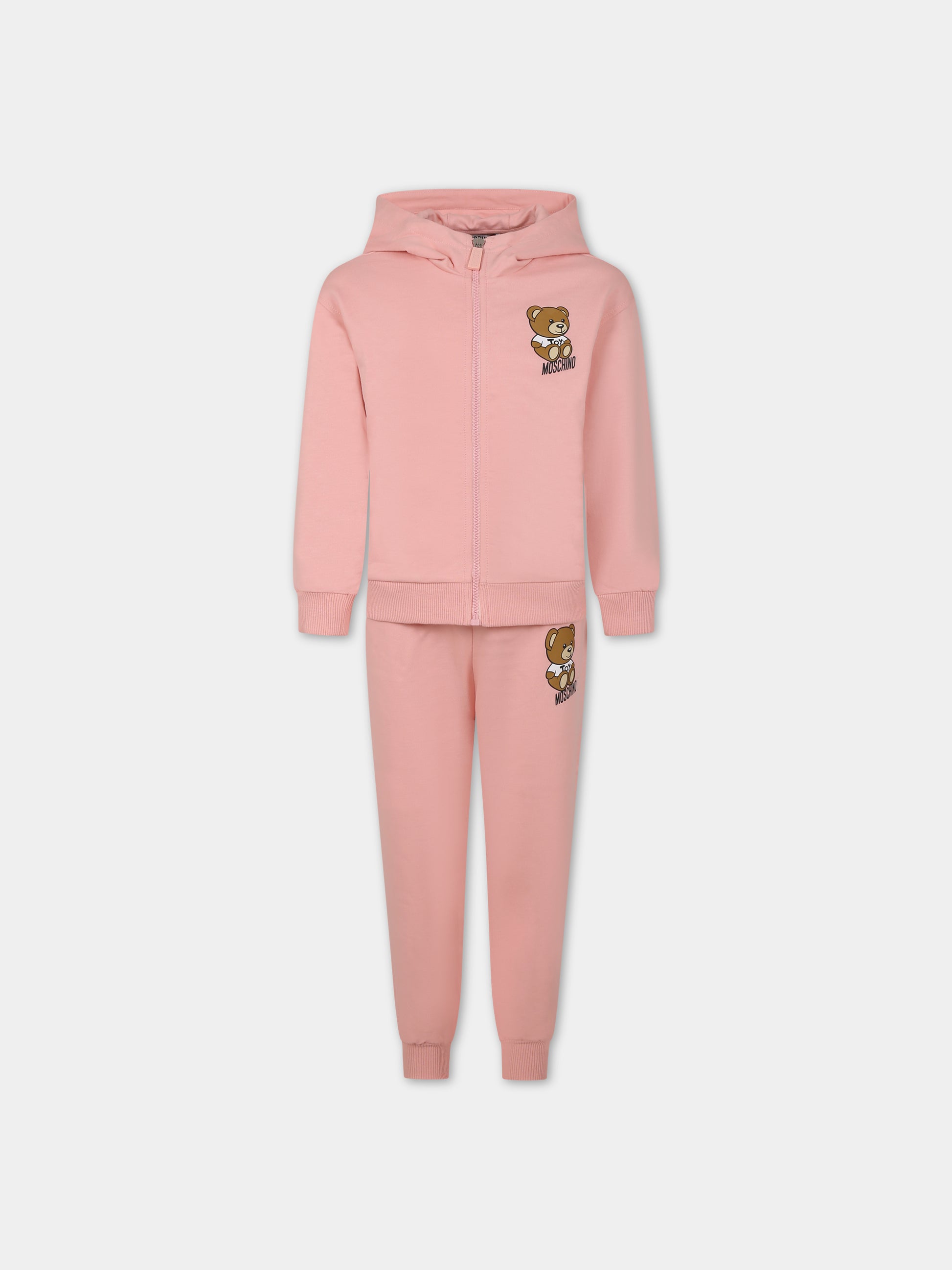 Completo rosa per bambina con Teddy Bear e logo,Moschino Kids,HUK03A LCA19 50209