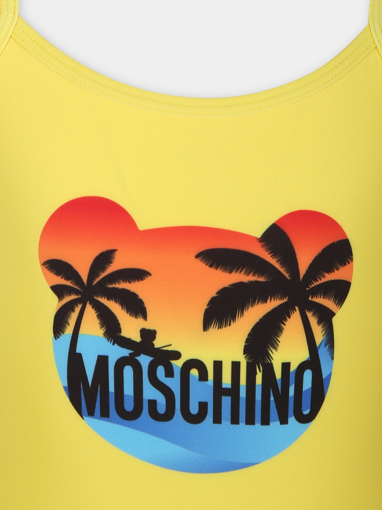 Costume intero giallo per neonata con logo,Moschino Kids,HDL00V LKA00 50162