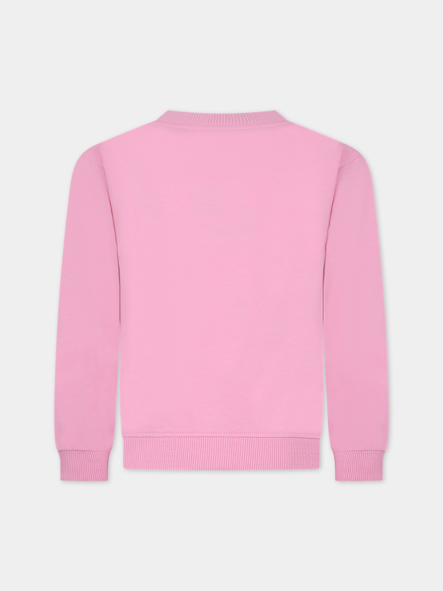 Felpa rosa per bambina con stampa multicolor a forma di Teddy Bear,Moschino Kids,HUF08E LDA13 50206