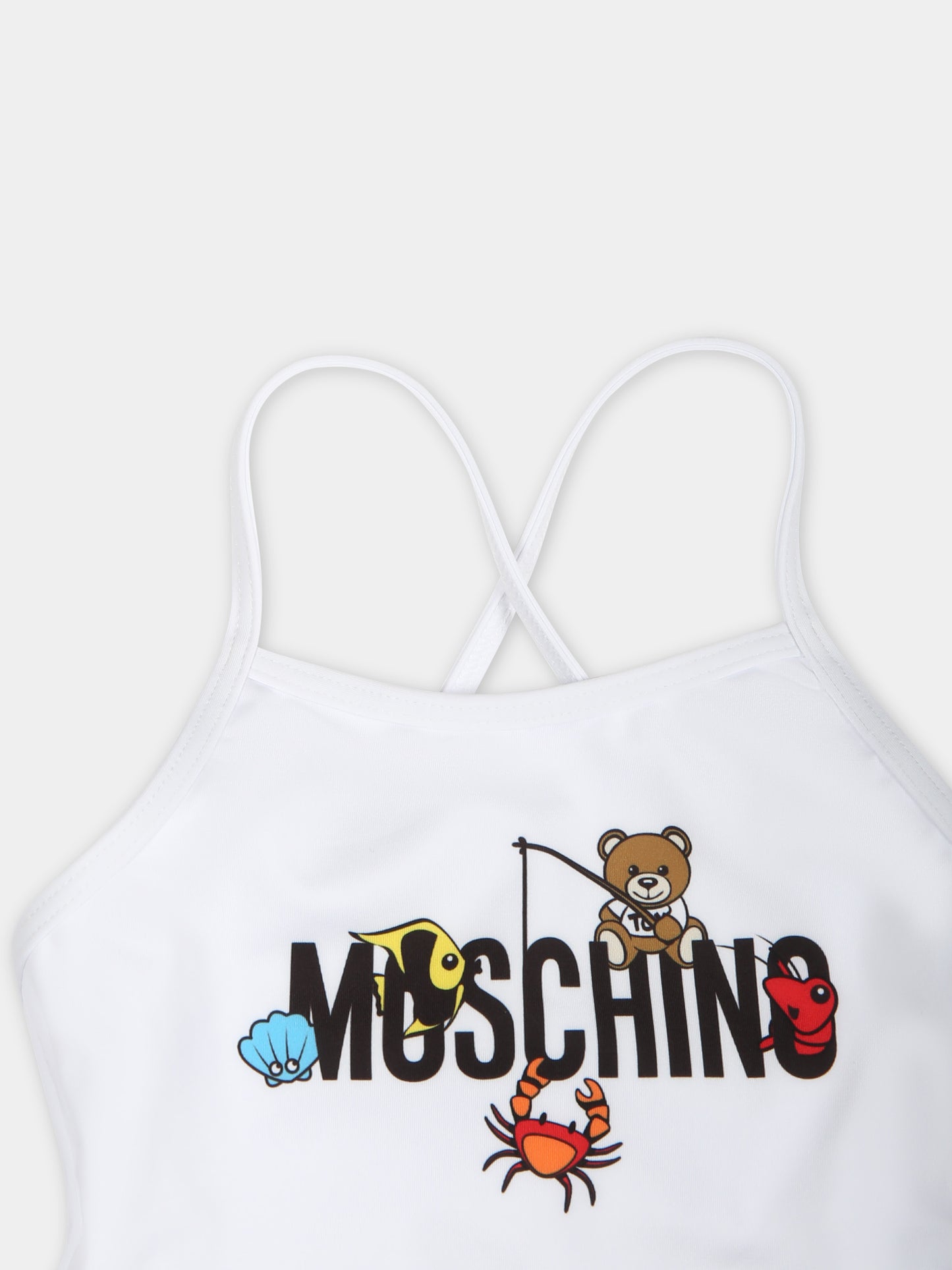 Costume intero bianco per neonata con logo,Moschino Kids,MDL00Q LKA00 10101