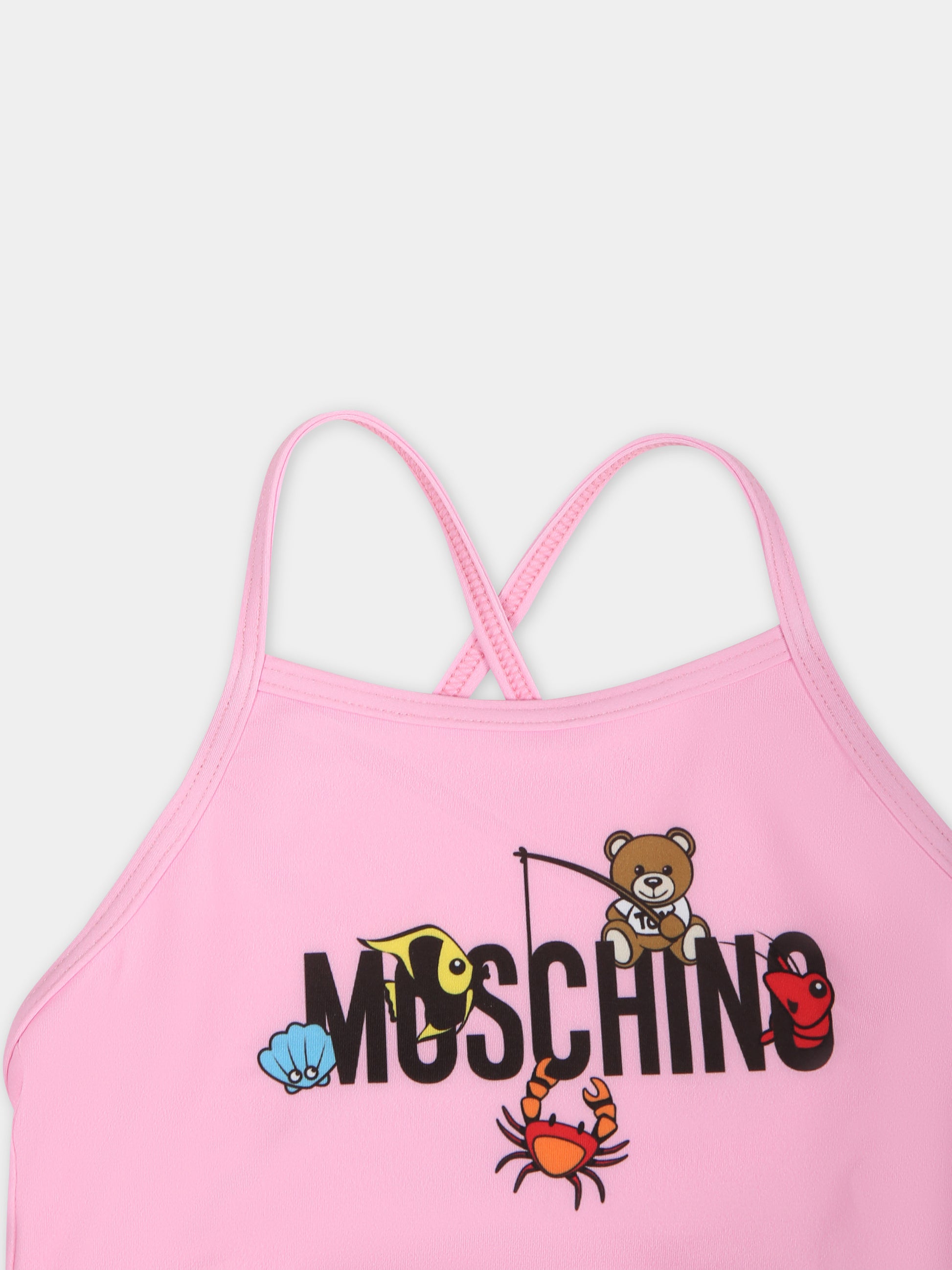 Costume intero rosa per neonata con logo,Moschino Kids,MDL00Q LKA00 50206