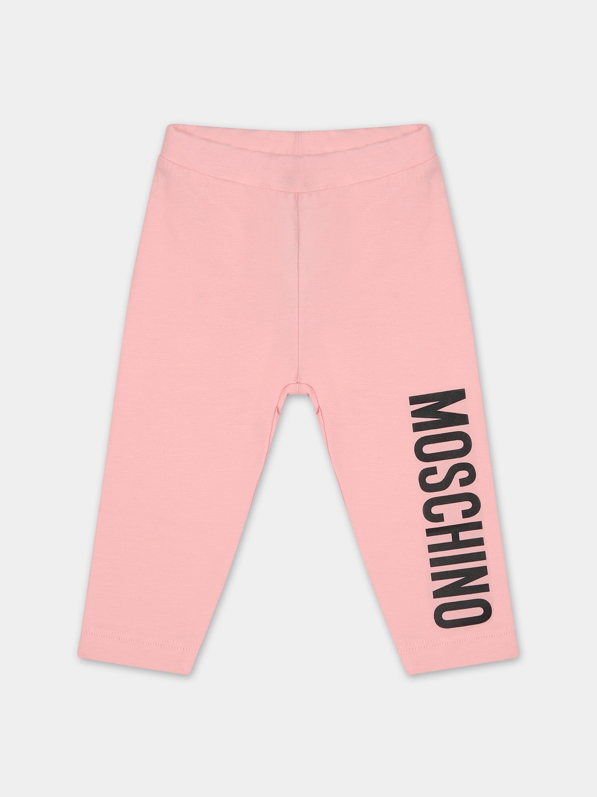 Leggings rosa per neonata con logo,Moschino Kids,M1P02N LBA00 50209