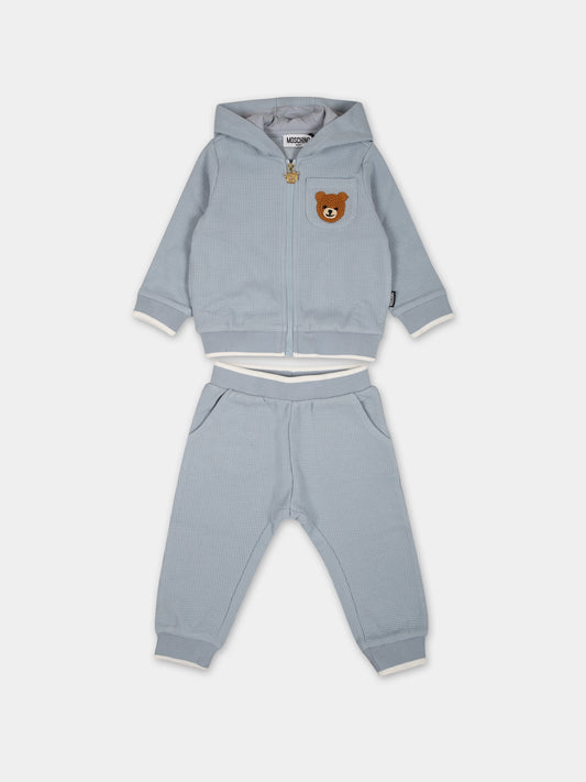 Completo celeste per neonato con Teddy Bear,Moschino Kids,MUK048 LCA57 40304