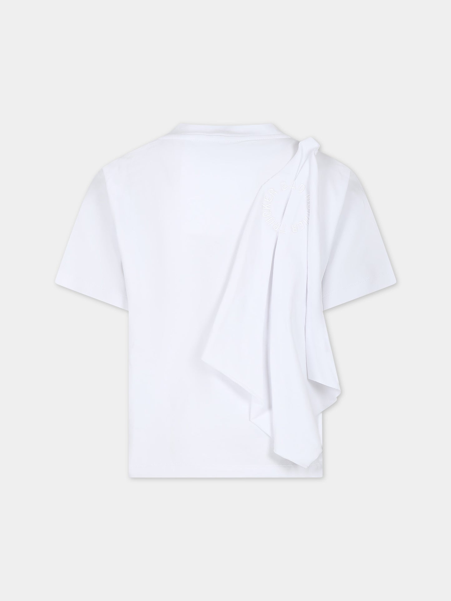 T-shirt bianca per bambina con volant,Caroline Bosmans,SS24 1005B 17 1000