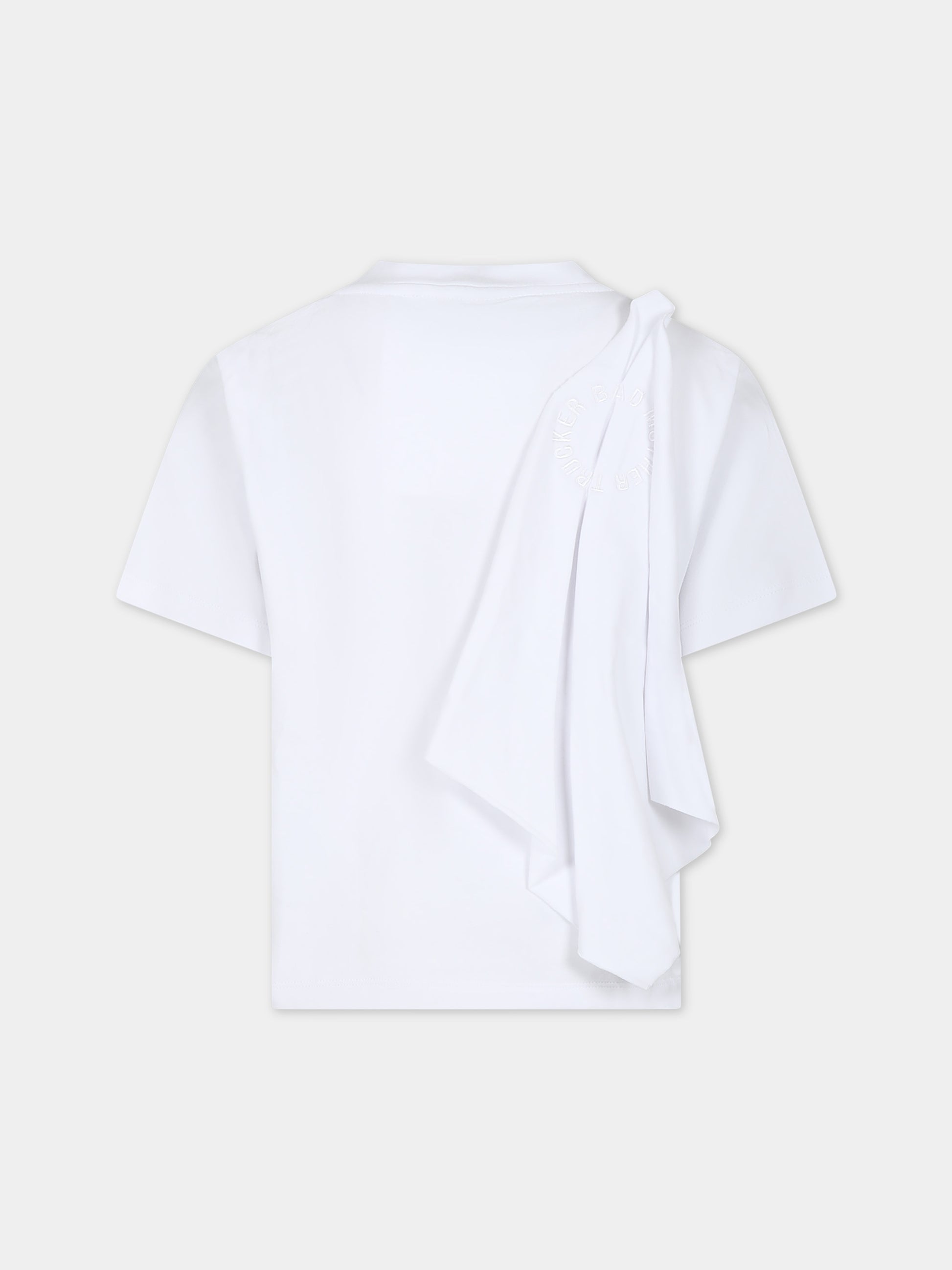 T-shirt bianca per bambina con volant,Caroline Bosmans,SS24 1005B 17 1000