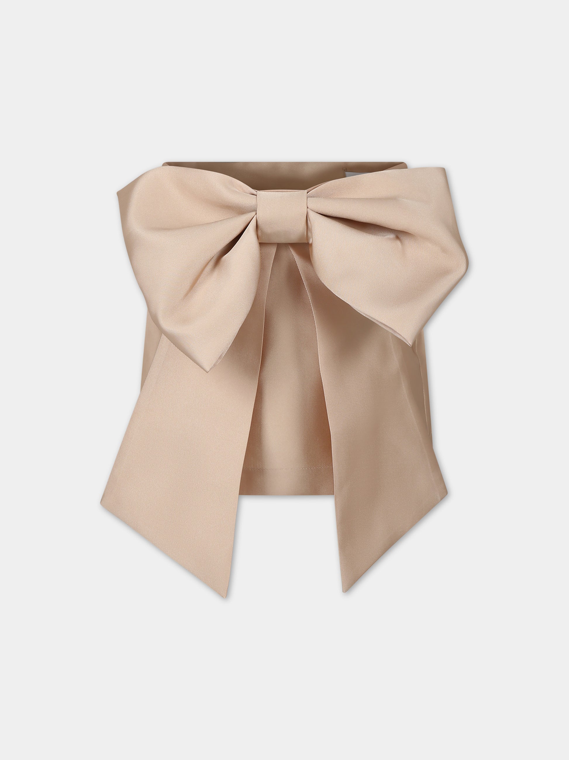 Gonna beige per bambina con fiocco,Caroline Bosmans,SS24 3012 60 4011