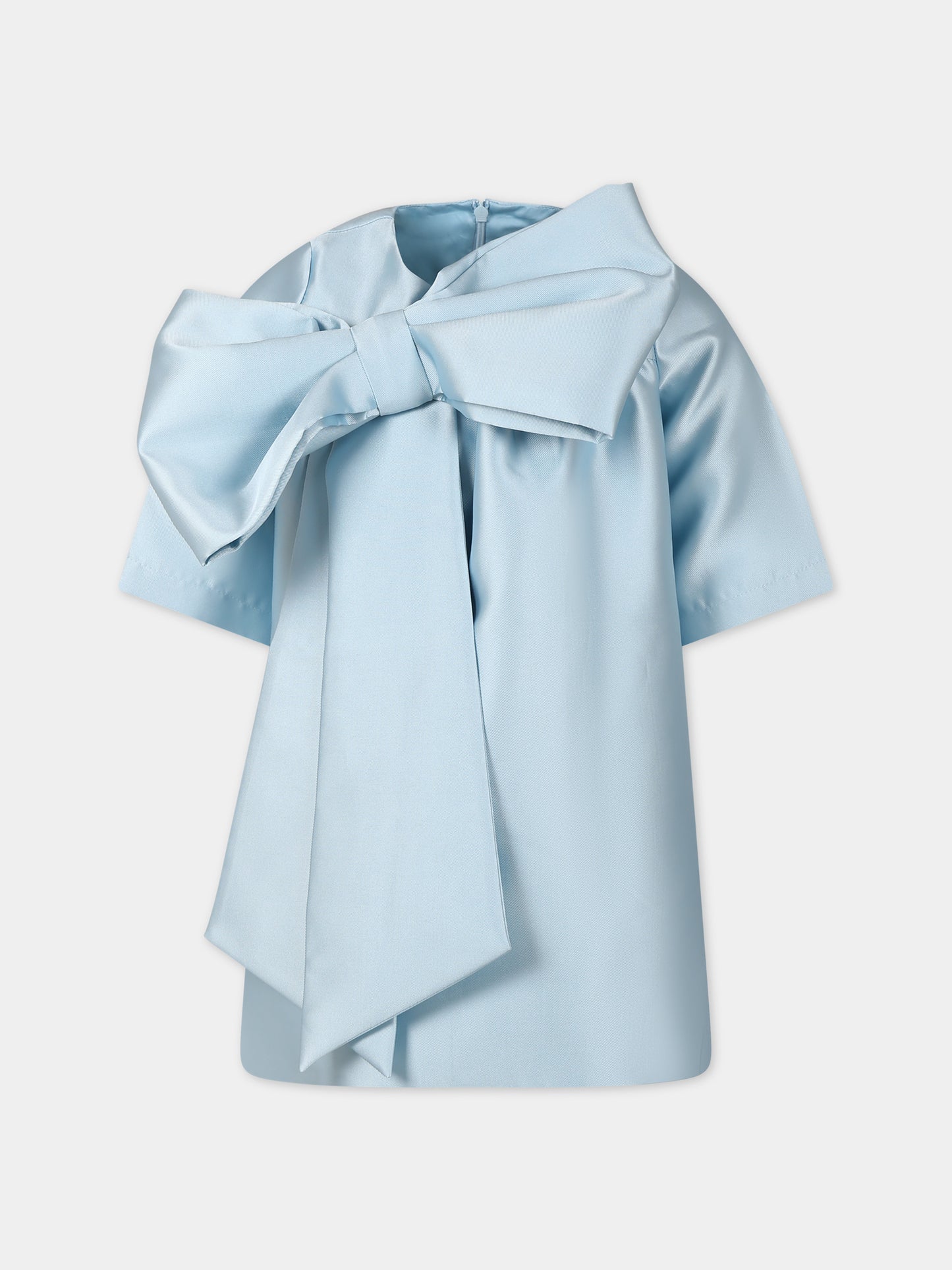 Vestito celeste per bambina con fiocco,Caroline Bosmans,SS24 4017B 60 6010