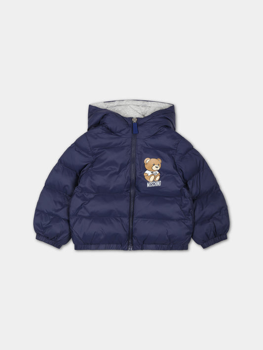 Piumino blu per bambini con Teddy Bear,Moschino Kids,MUS02D L3A69 40016