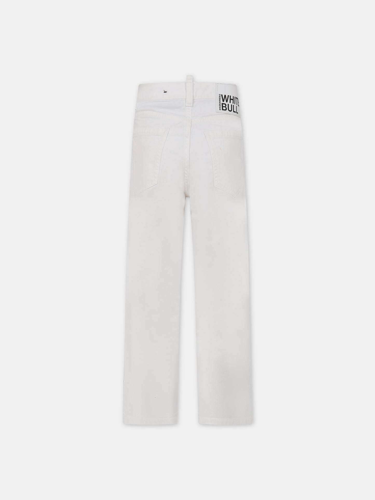 Jeans bianchi per bambino con patch logato,Dsquared2,DQ0501 D0IW DQ100