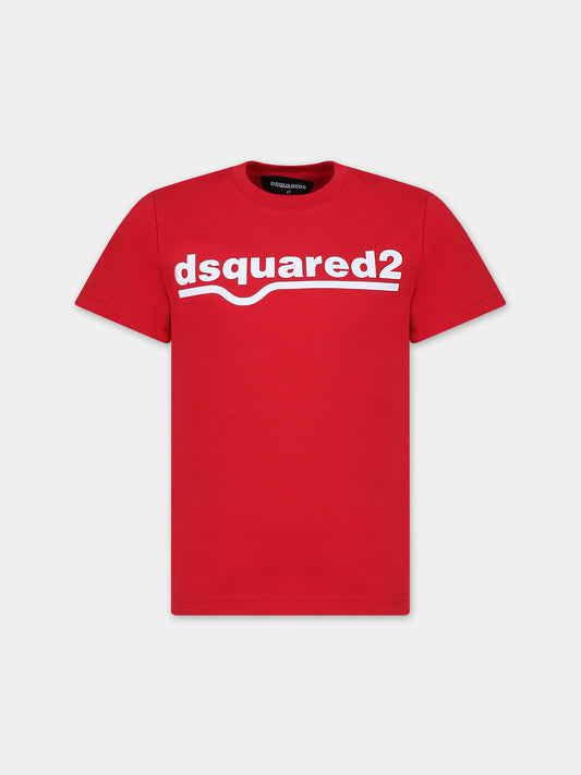 T-shirt rossa per bambino con logo,Dsquared2,DQ0513-D002F DQ405