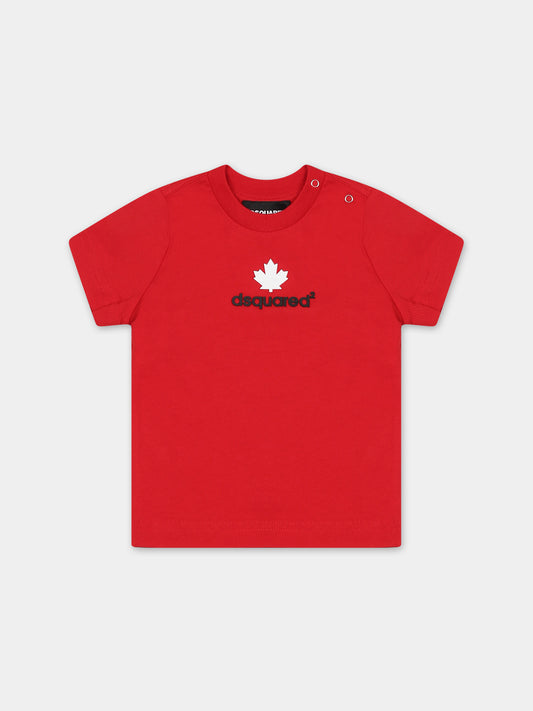T-shirt rossa per neonati con logo,Dsquared2,DQ0556 D00MM DQ405