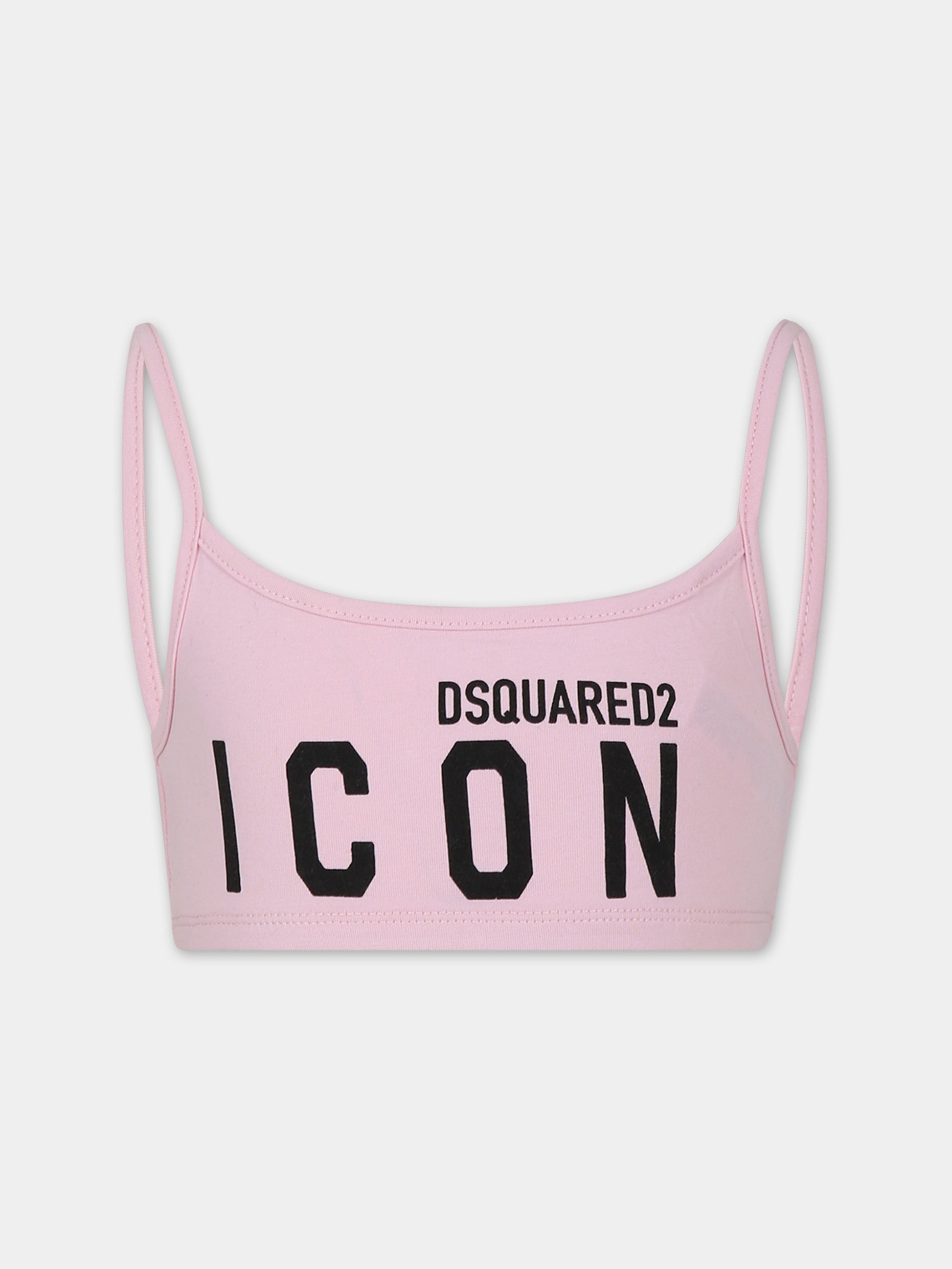 Top rosa per bambina con logo,Dsquared2,DQ1083 D008J DQ310