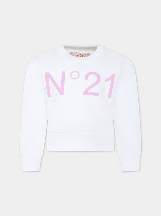 Felpa bianca per bambina,N°21 Kids,N21574 N0154 0N100