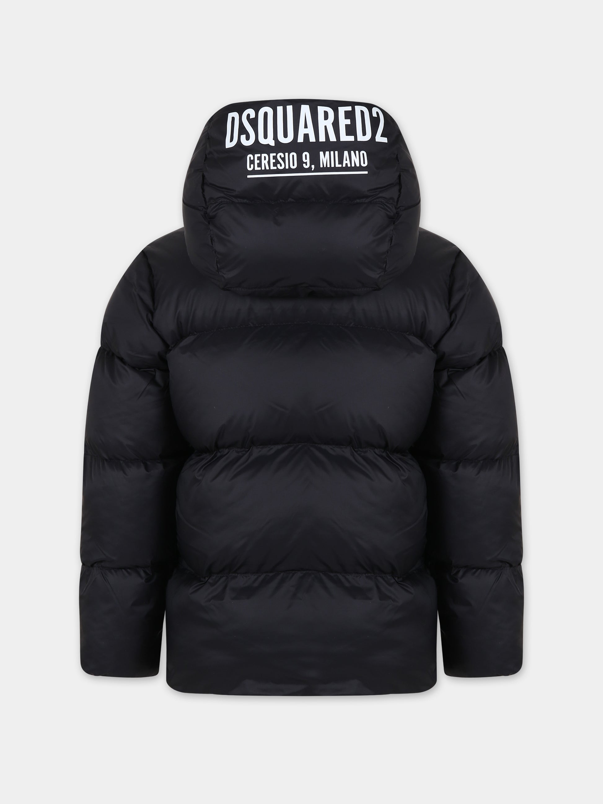 Piumino nero per bambino con logo,Dsquared2,DQ1474 D009D DQ900