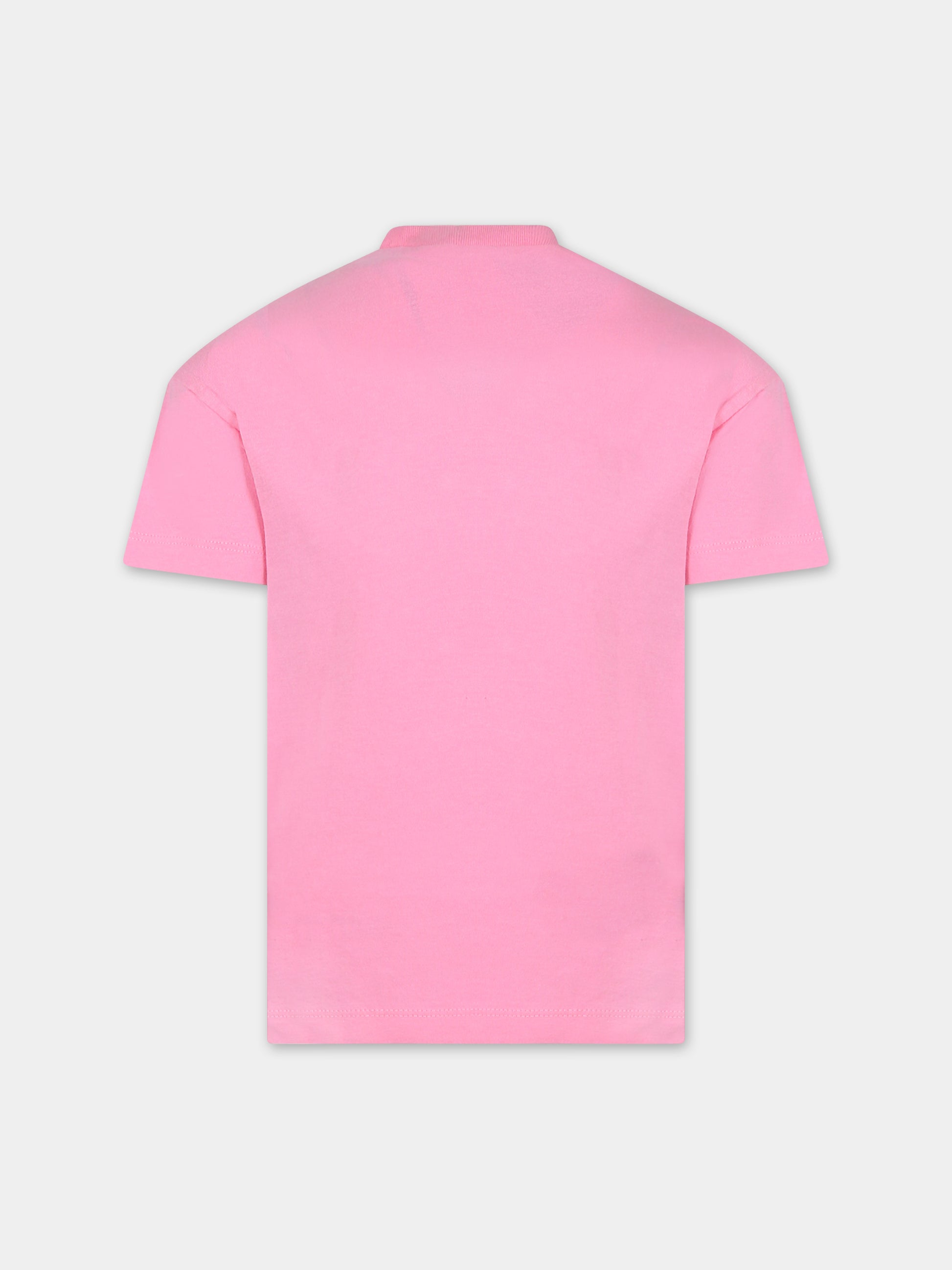 T-shirt rosa per bambina con logo,Dsquared2,DQ1571 D0A3V DQ322
