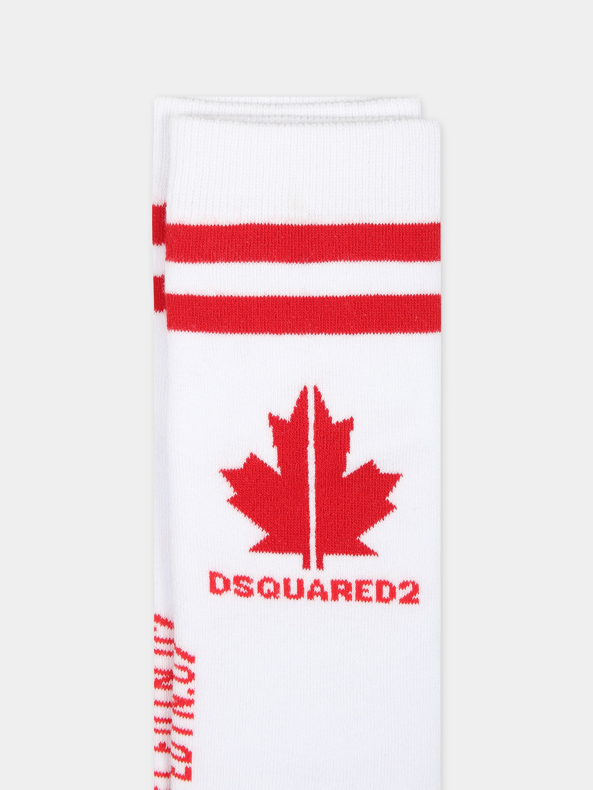 Calze bianche per bambino con logo,Dsquared2,DQ1454 D00WI DQ411
