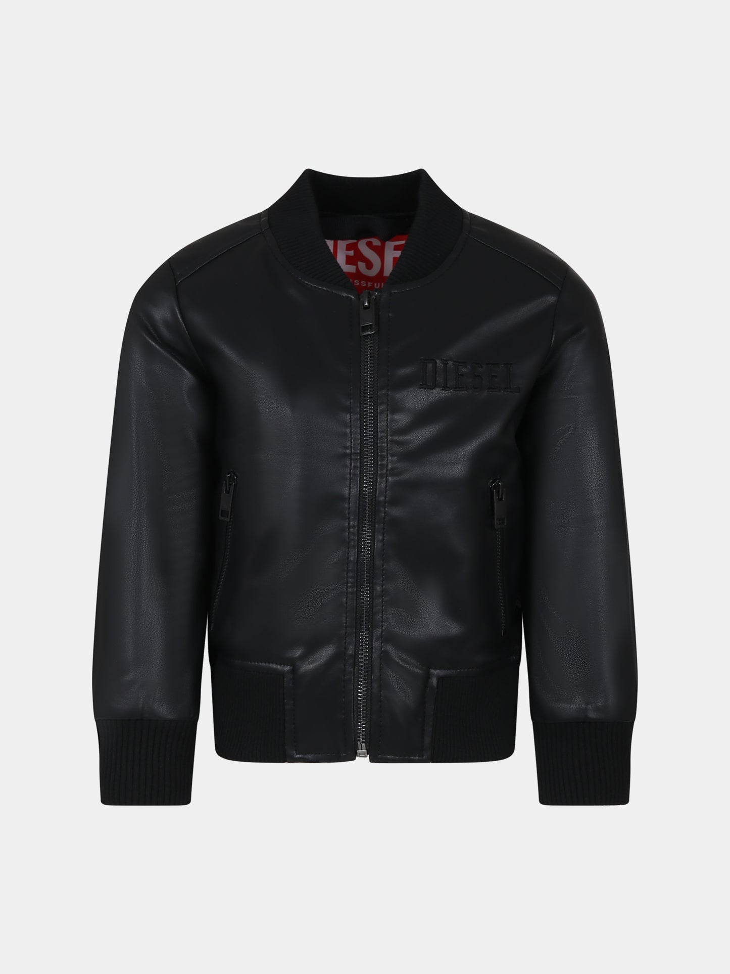 Bomber nero per bambino con ricamo e patch logo,Diesel,J01085 KXB9D K900