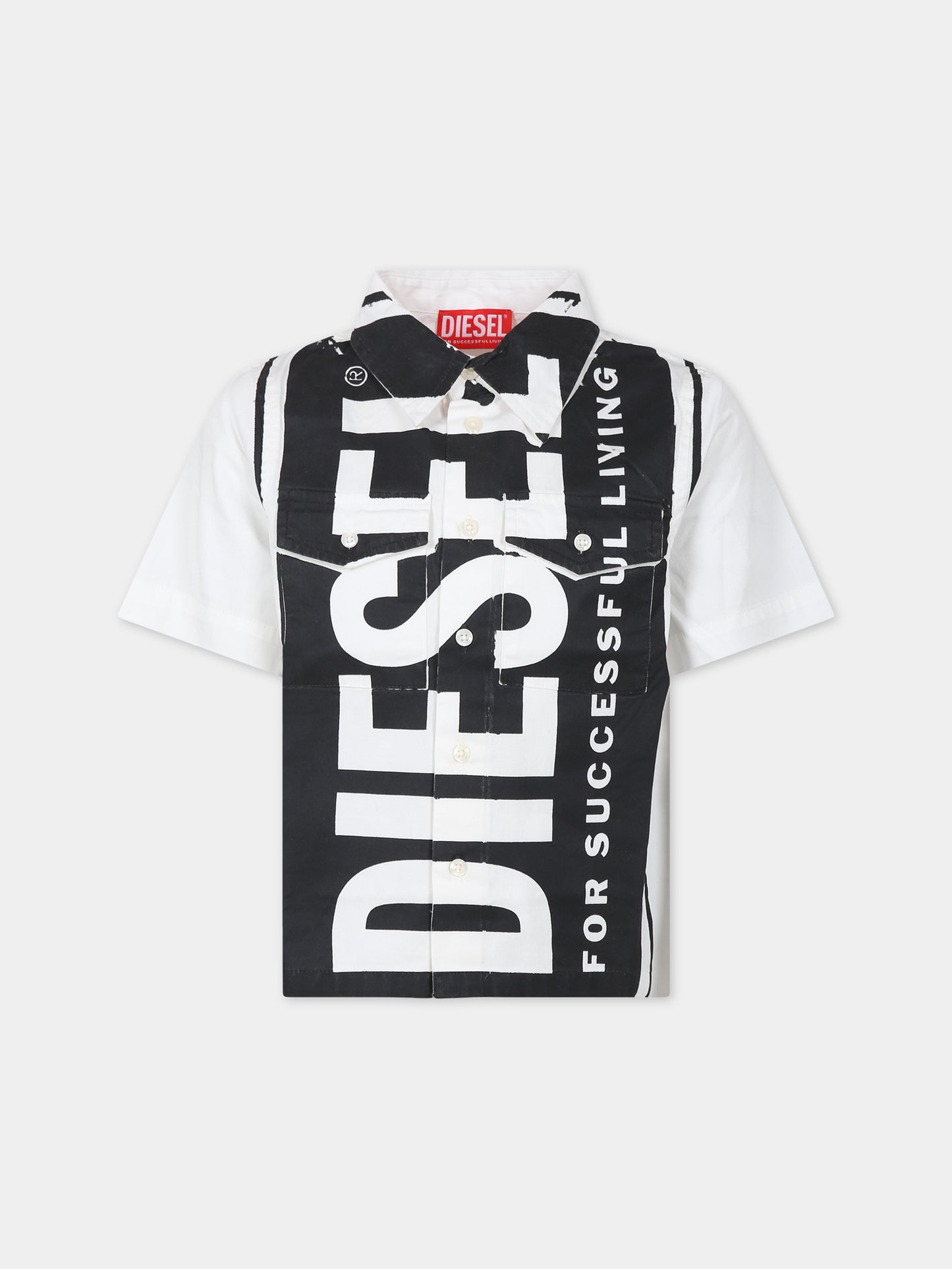 Camicia bianca per bambino con logo,Diesel,J01137 KXBFJ K129