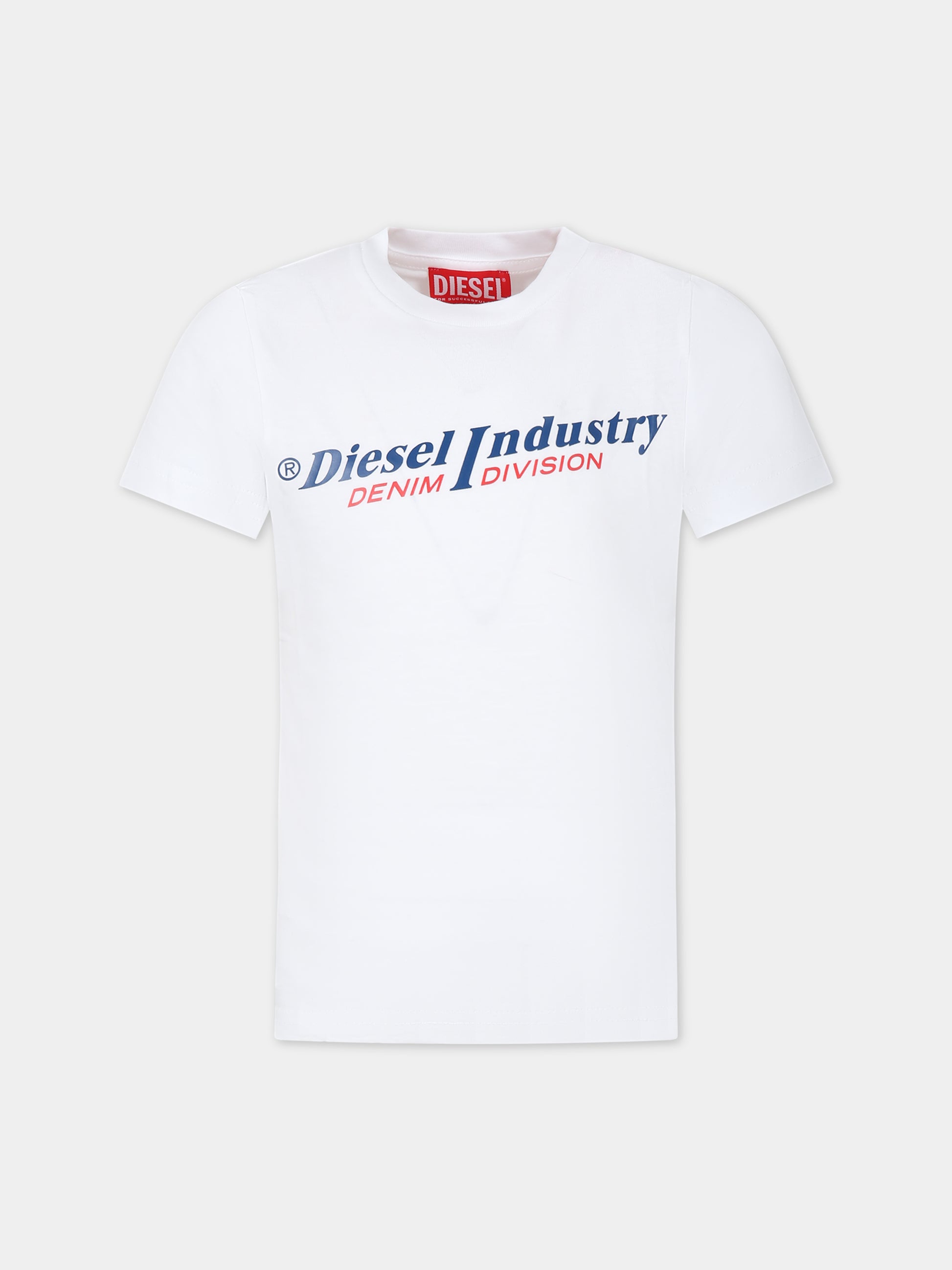 T-shirt bianca per bambino con logo,Diesel,J01132 00YI9 K100