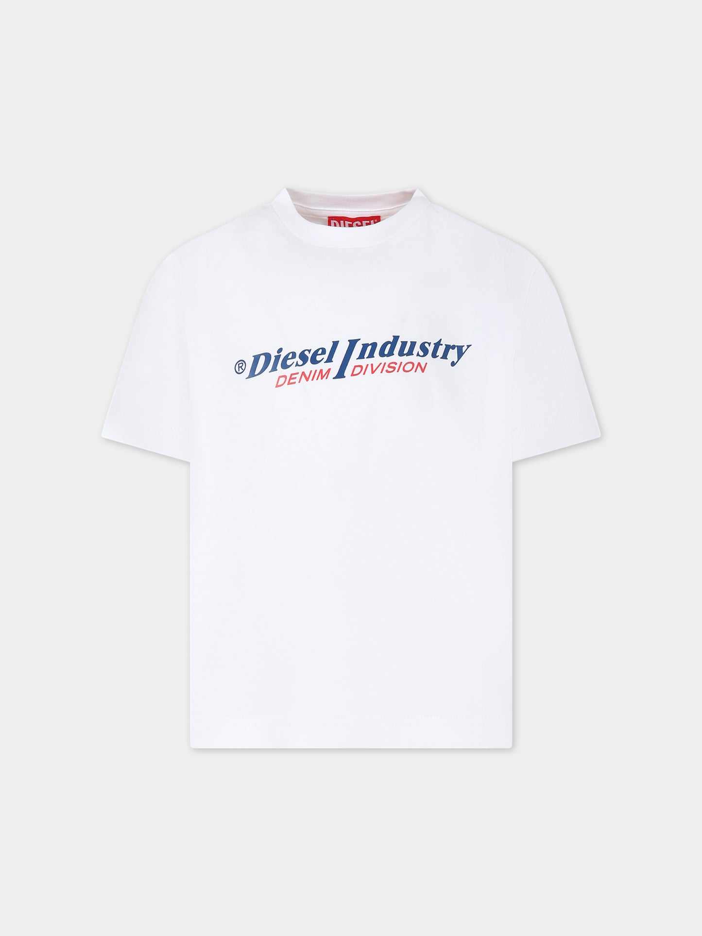 T-shirt bianca per bambina con logo,Diesel,J01182 00YI9 K100