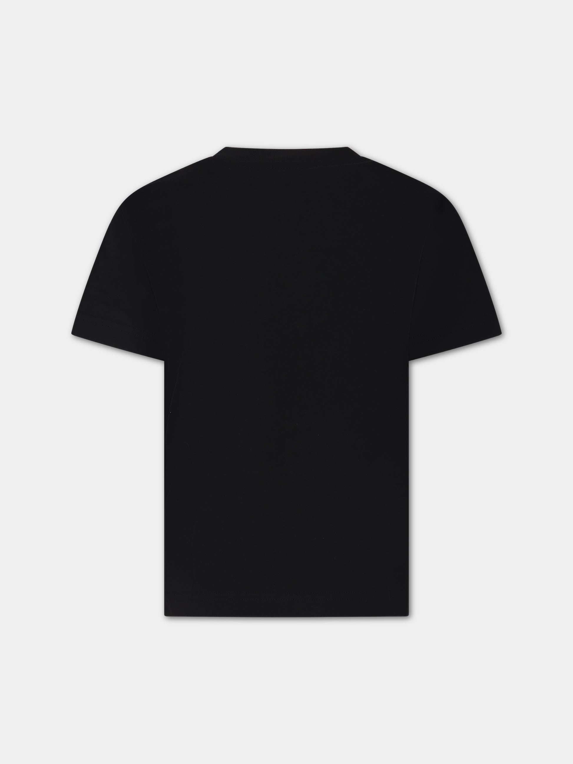 T-shirt nera per bambini con logo,Diesel,J01312 KYAR1 K900