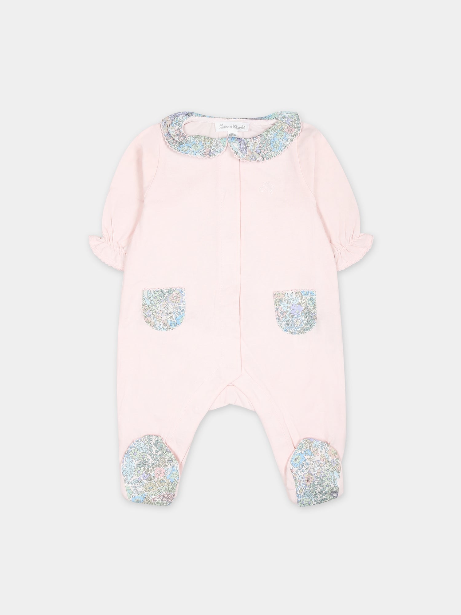 Tutina rosa per neonata con tessuto Liberty,Tartine Et Chocolat,TY54000 31