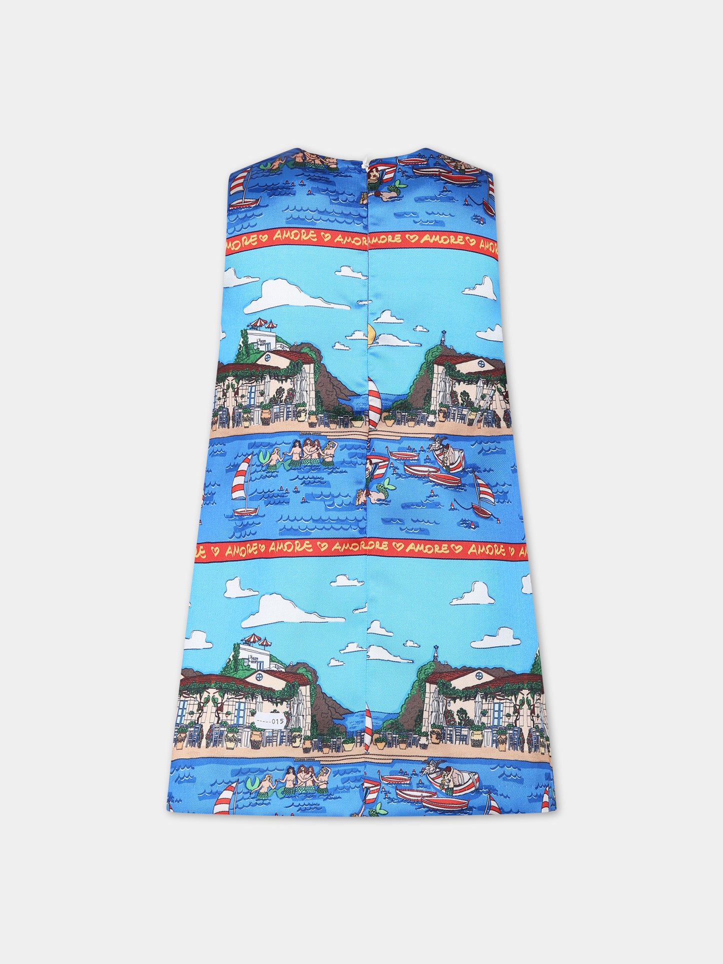 Vestito azzurro per bambina con stampa pop,Alessandro Enriquez X Barcellino,112306