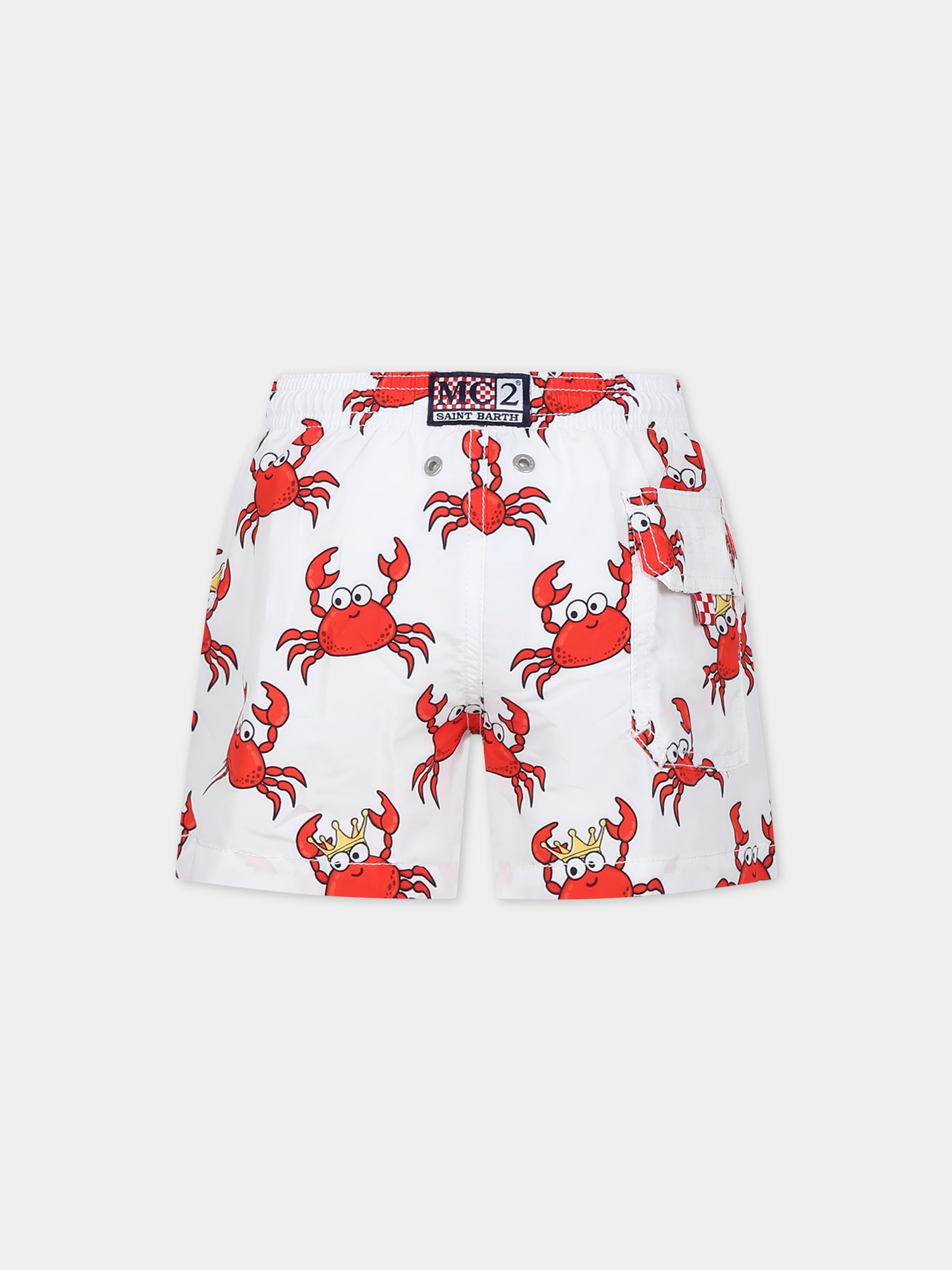 Boxer mare bianco per bambino con stampa granchi,Mc2 Saint Barth,JEA0001 01974F