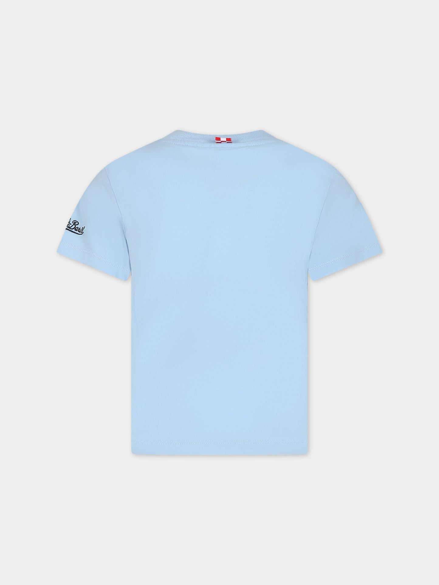 T-shirt celeste per bambino con granchio e logo,Mc2 Saint Barth,TSH0001 00569F