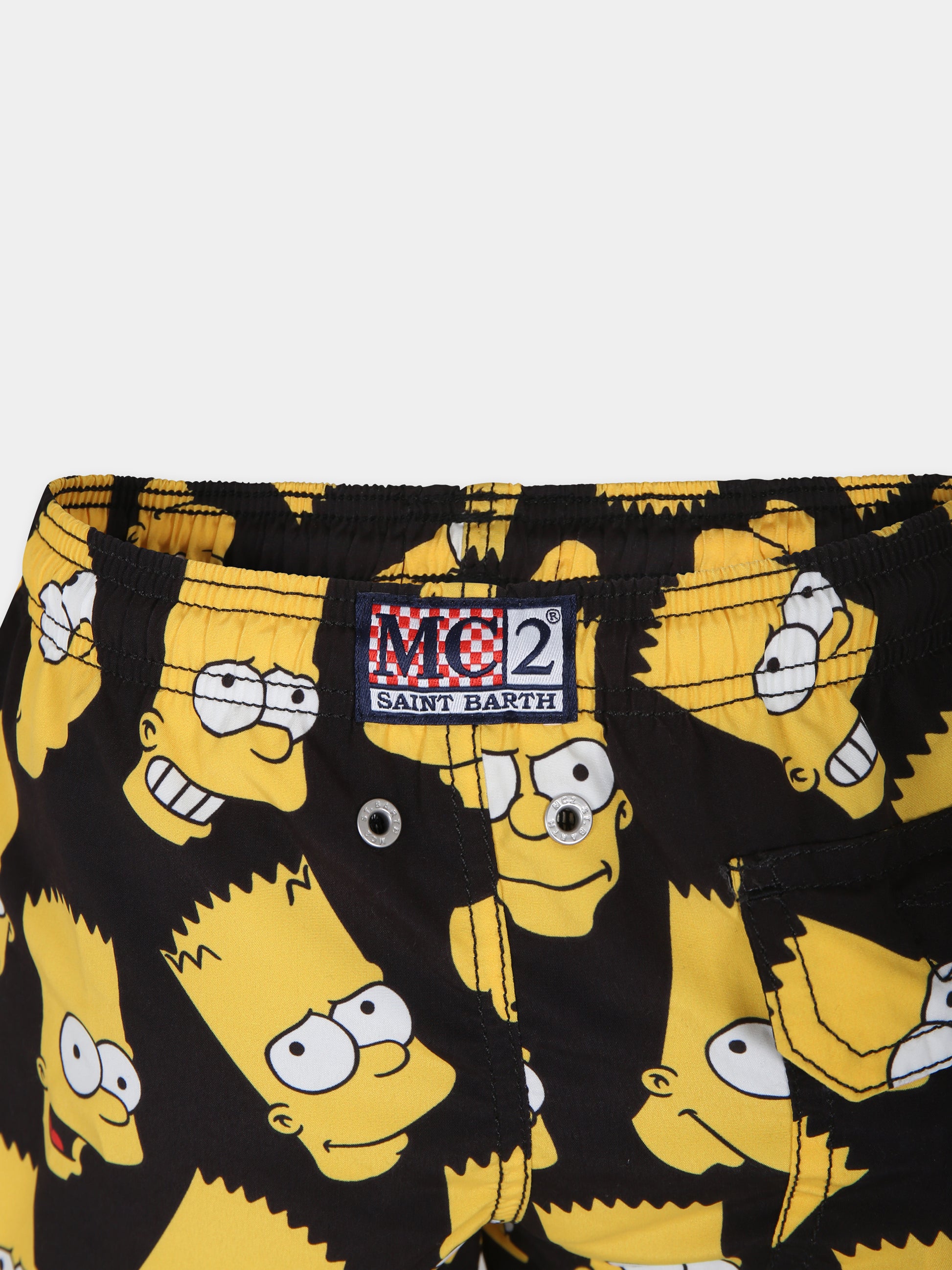 Boxer mare nero per bambino con stampa Bart Simpson e logo,Mc2 Saint Barth,JEA0001 02590F