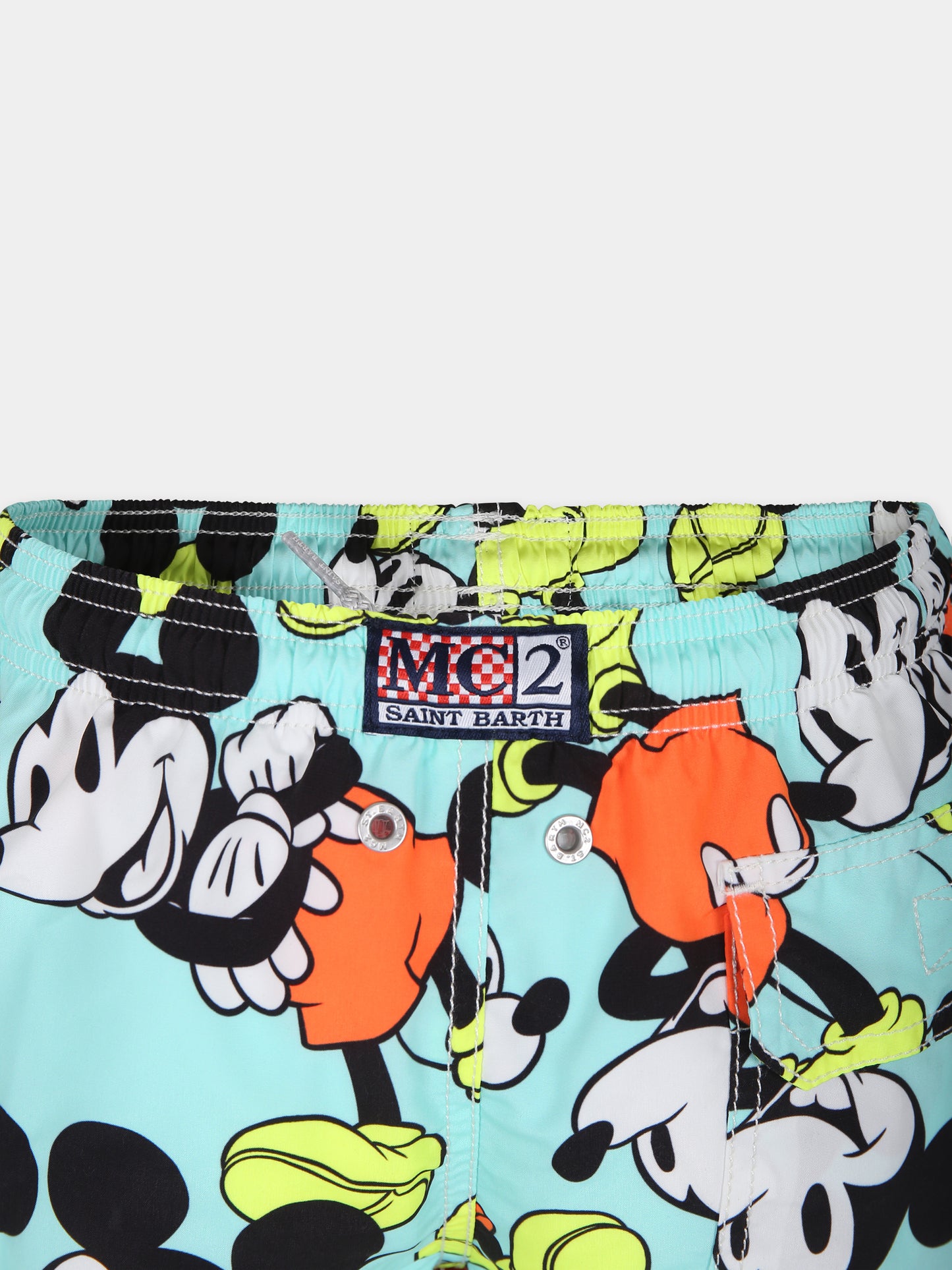 Boxer mare verde per bambino con stampa Topolino e logo,Mc2 Saint Barth,JEA0001 02565F