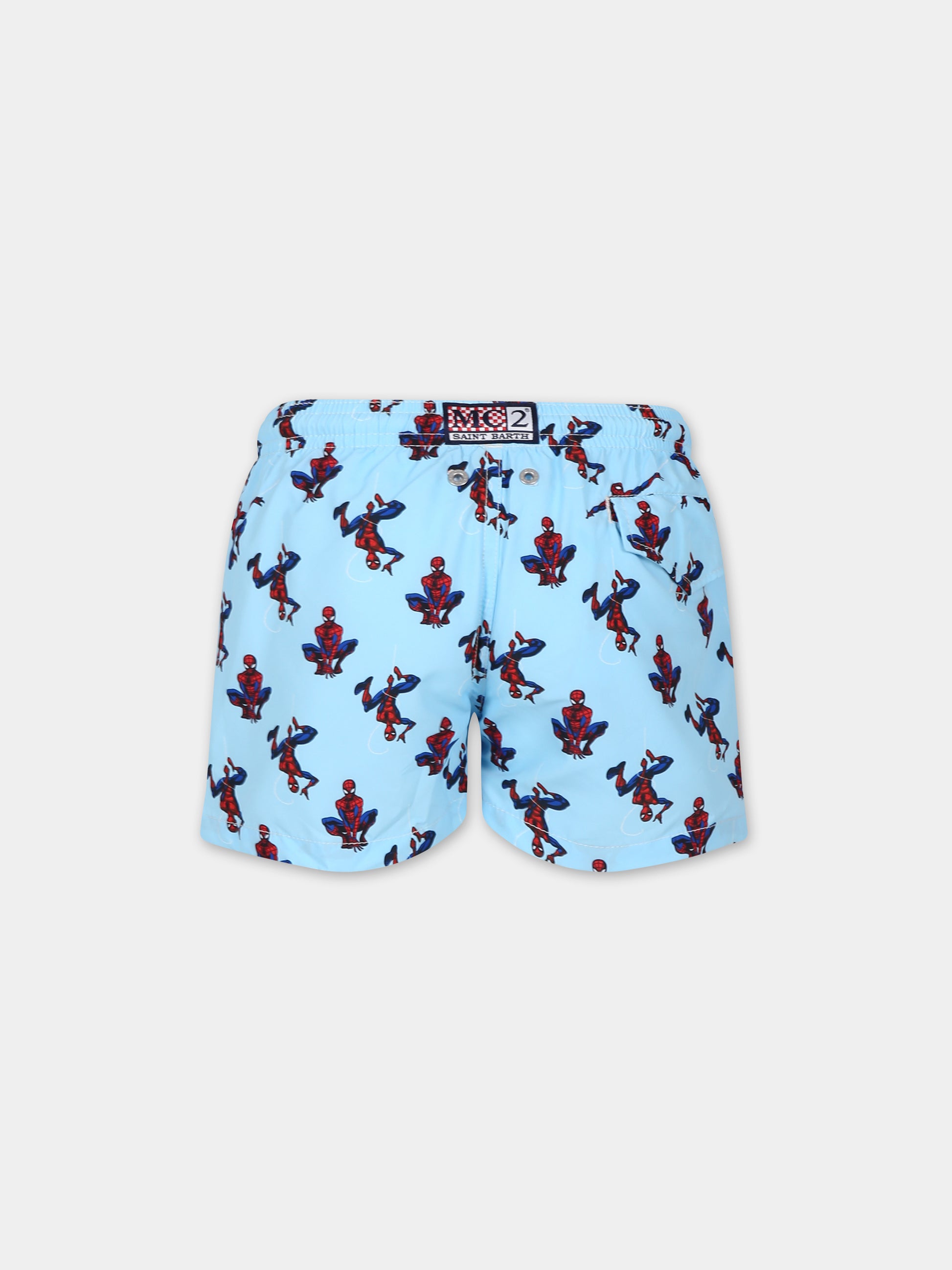 Boxer mare celeste per bambino con stampa Spiderman,Mc2 Saint Barth,JEA0004 03416F