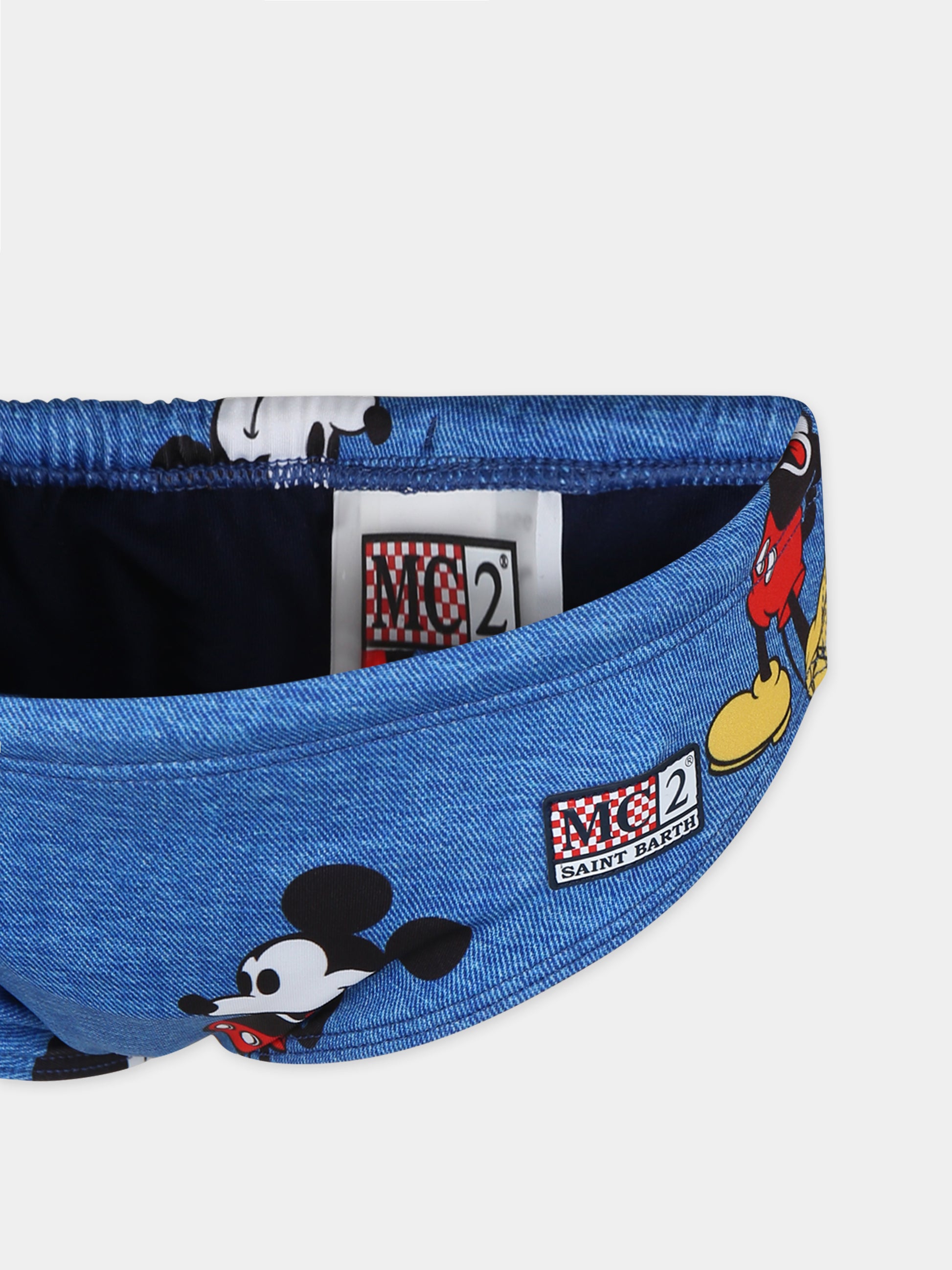 Slip mare blu per bambino con stampa Topolino e logo,Mc2 Saint Barth,BIL0001 01651F