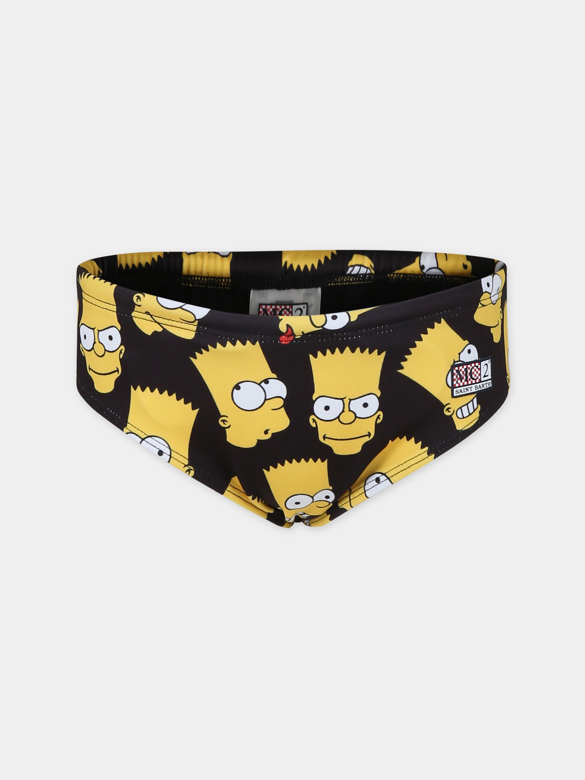 Slip mare nero per bambino con stampa Bart Simpson e logo,Mc2 Saint Barth,BIL0001 02590F